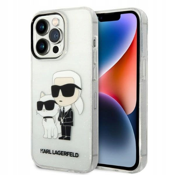 Karl Lagerfeld IML Glitter Karl und Choupette NFT iPhone 14 Pro Max Transparent 