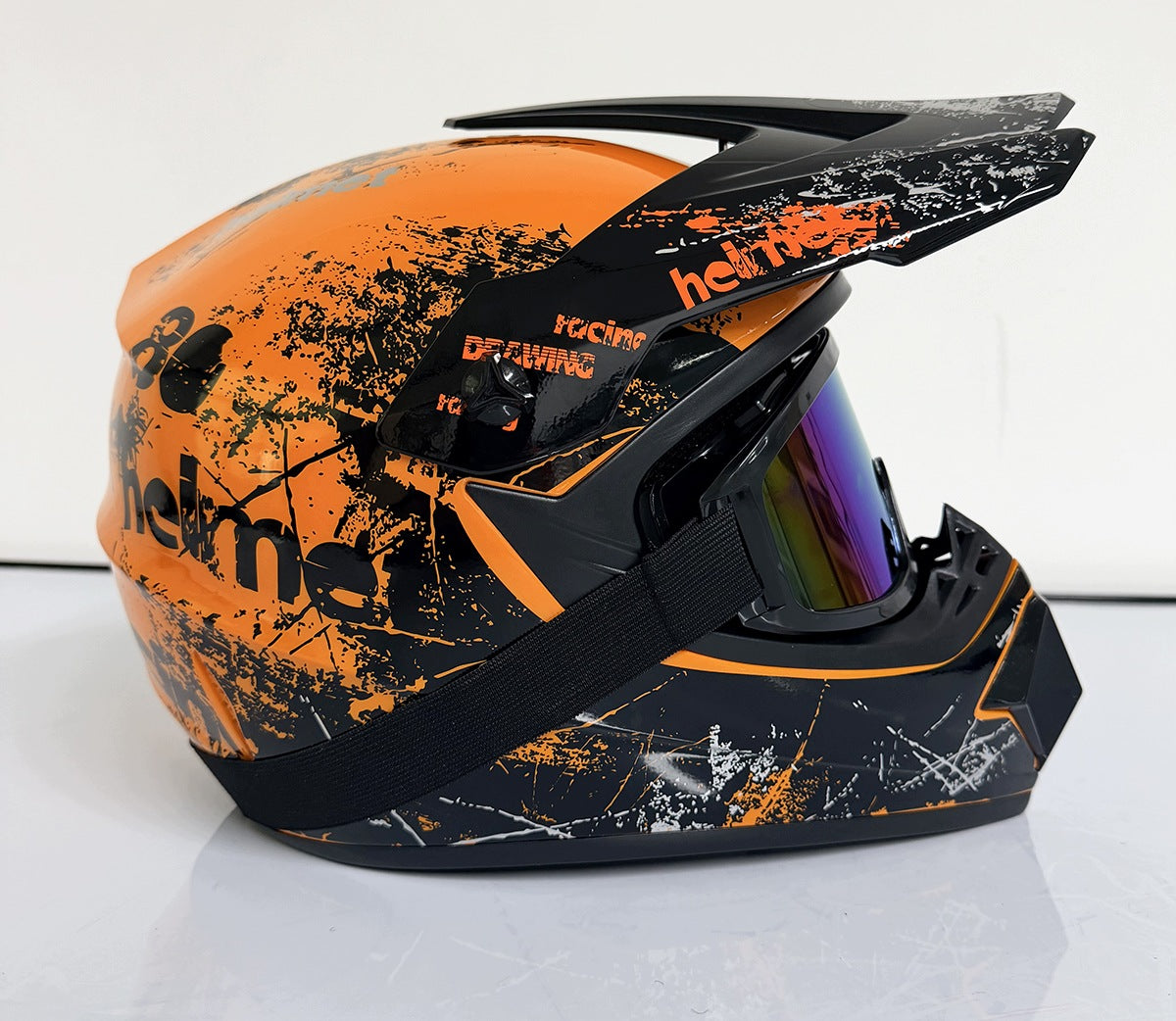 Kask motocyklowy + rękawice + gogle + uchwyt na telefon L(57-58cm) Packaging status original