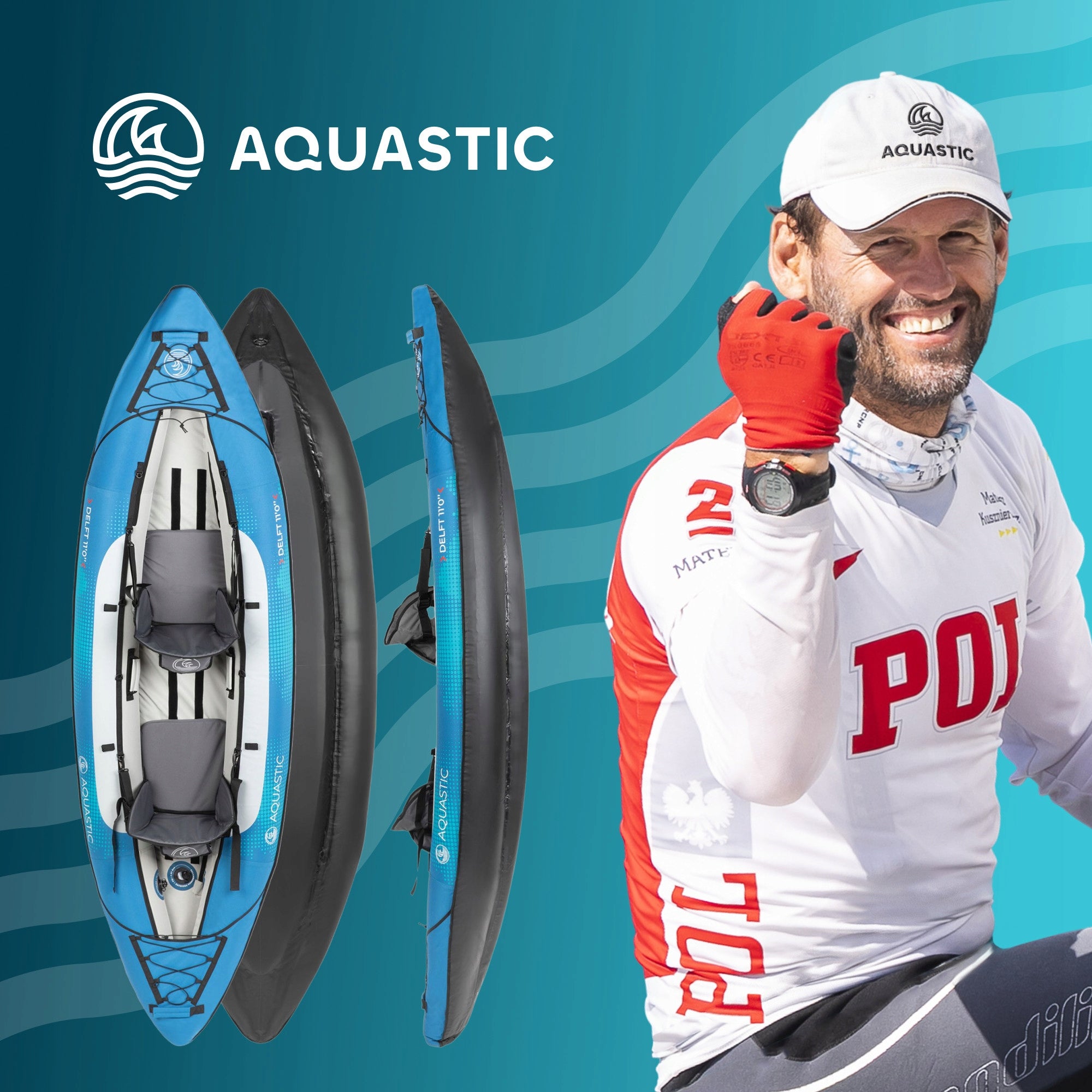 Kayak AQUASTIC Delft 11'0'' / 2-seater / pneumatic 335 cm / +oars Brand Aquastic