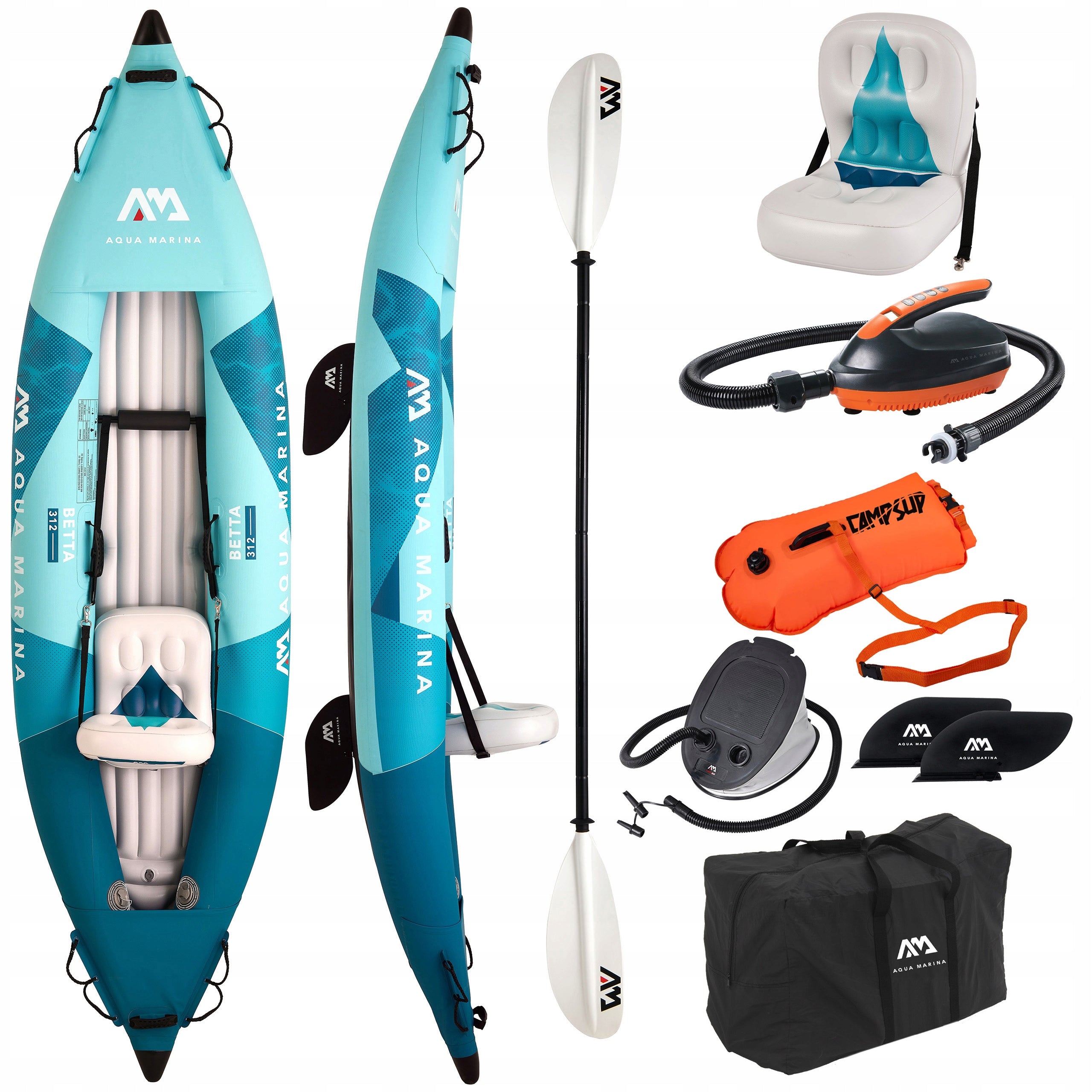 Kayak Aqua Marina Betta 312 Blue 2026 1-person + Pump EP-T16 +Inflatable buoy