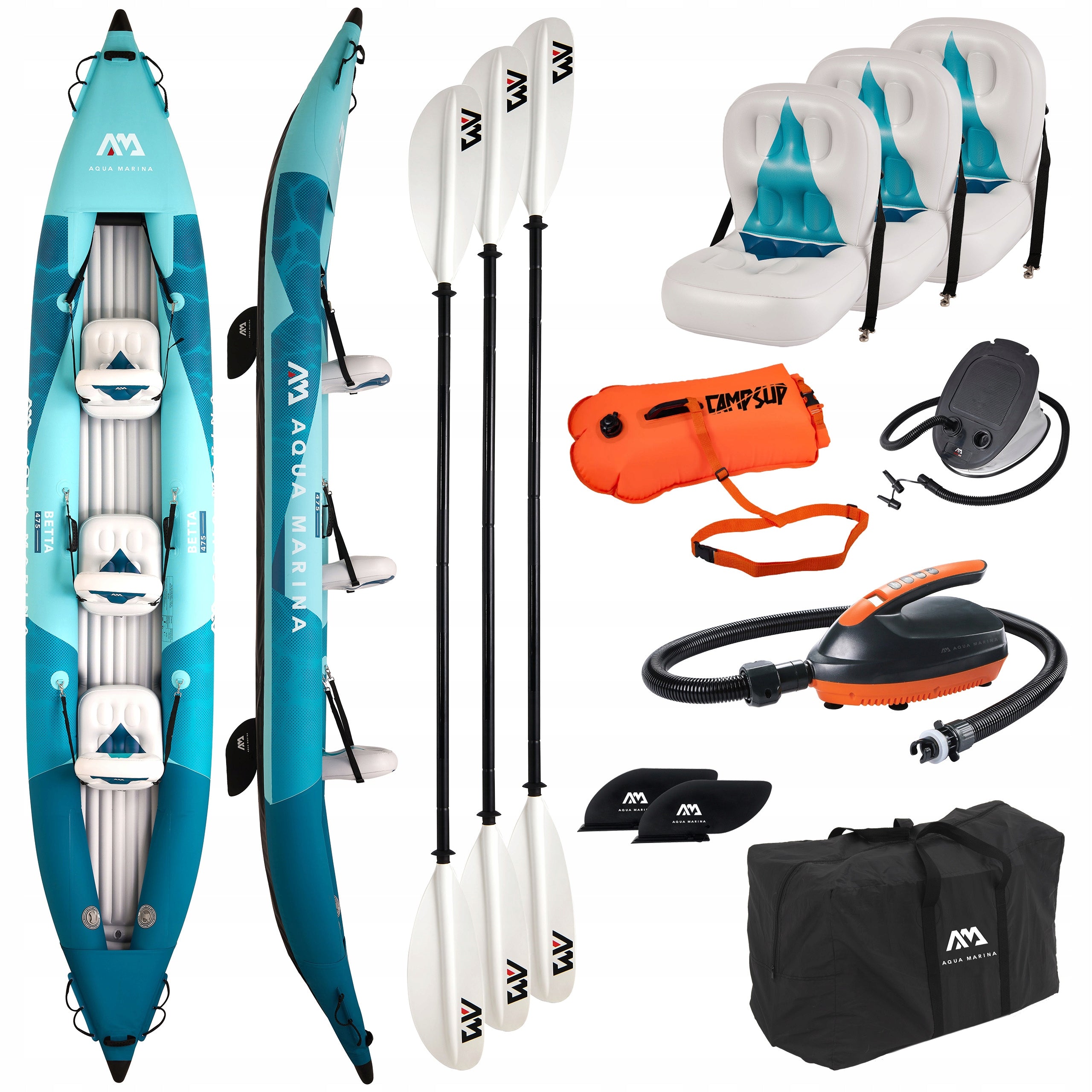 Kayak Aqua Marina Betta 475 Blue 2026 3-seater + EP-T16 pump + buoy