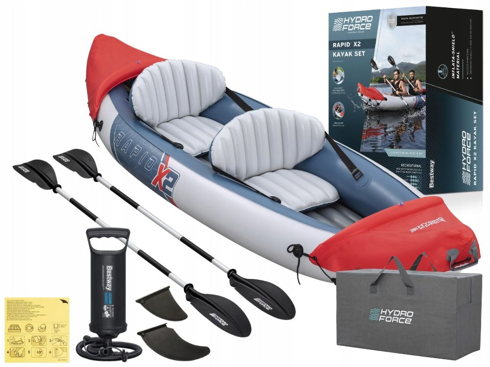 Kayak Inflatable 2os. Lite-Rapid Bestway 65077 Pump Paddle Bag MODEL 2026