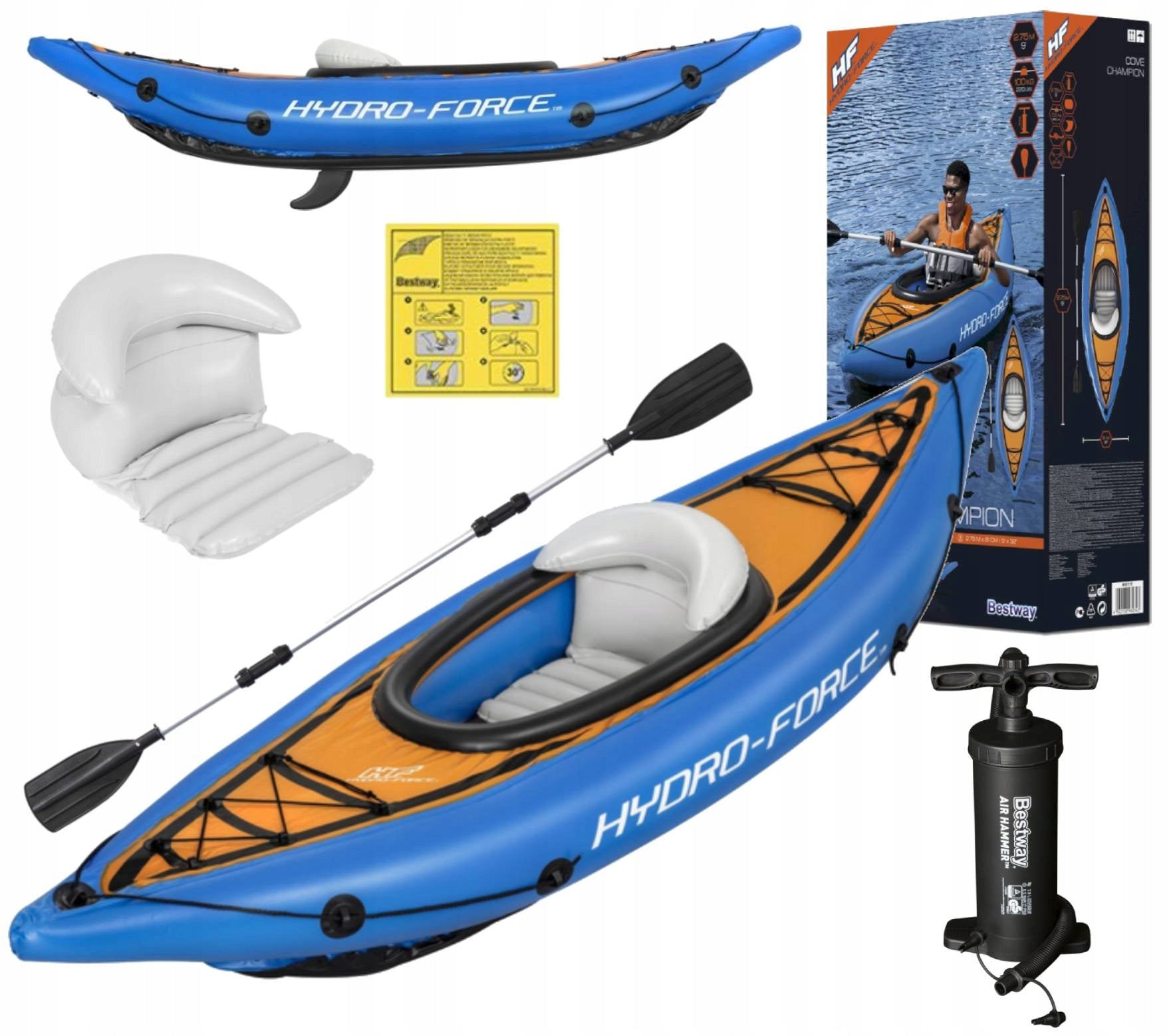 Kayak Inflatable Pumped Paddle Set Pump 275cm Bestway