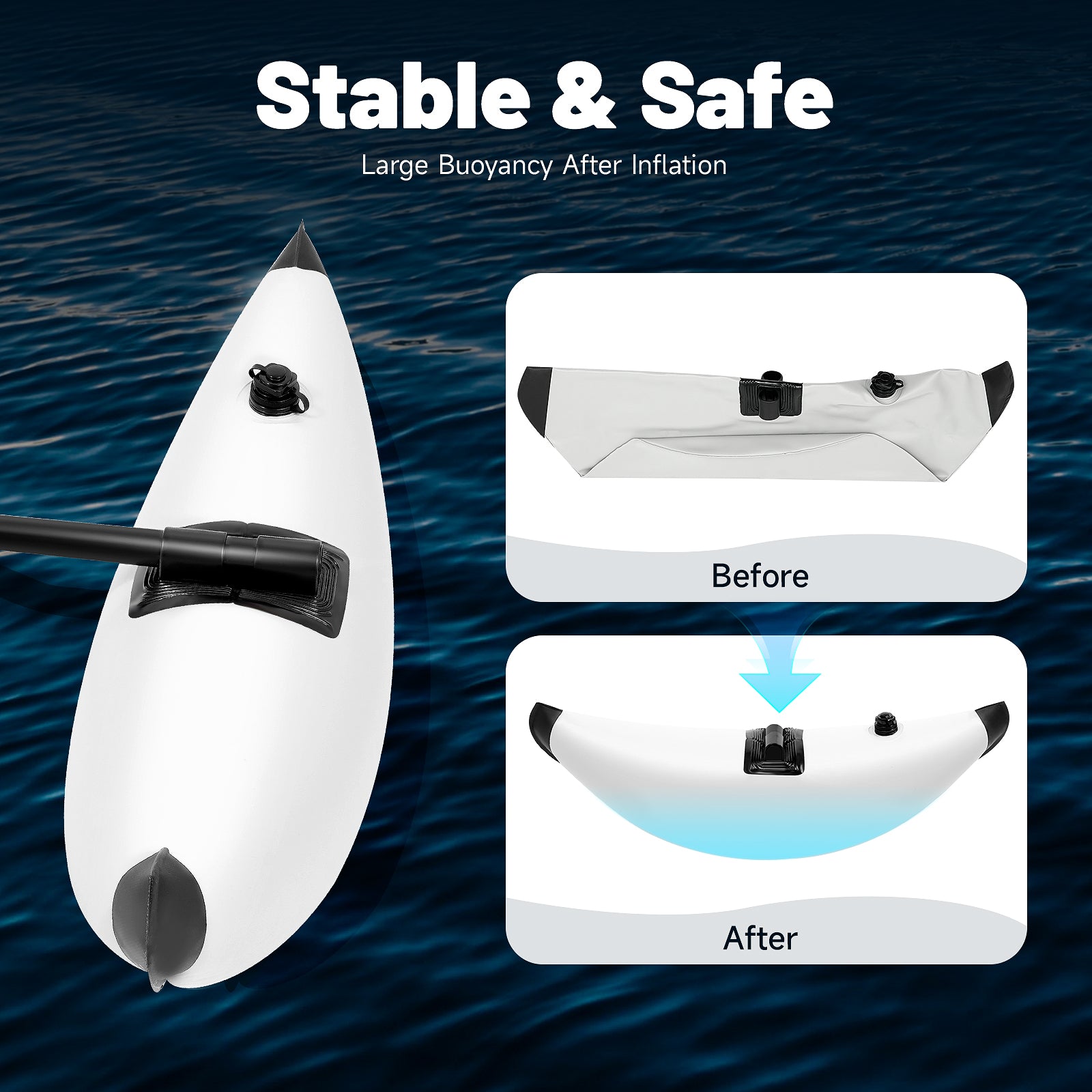 Kayak Outrigger Stabilizer, 2 PCS, 98.5cm PVC Inflatable Outrigger Float Model PVC Inflatable Outrigger Float