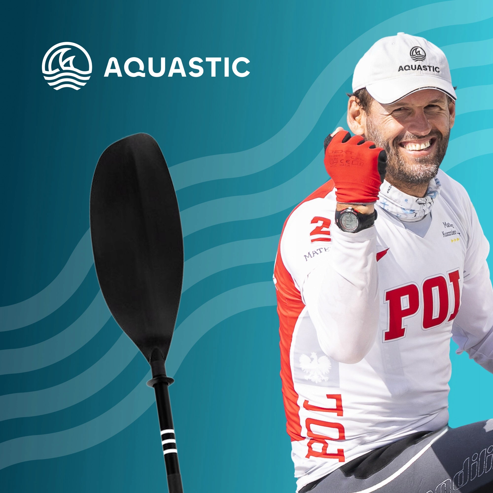 Kayak Paddle 2-Piece AQUASTIC 220cm Black Aluminum Lightweight Manufacturer code AQS-KPD001