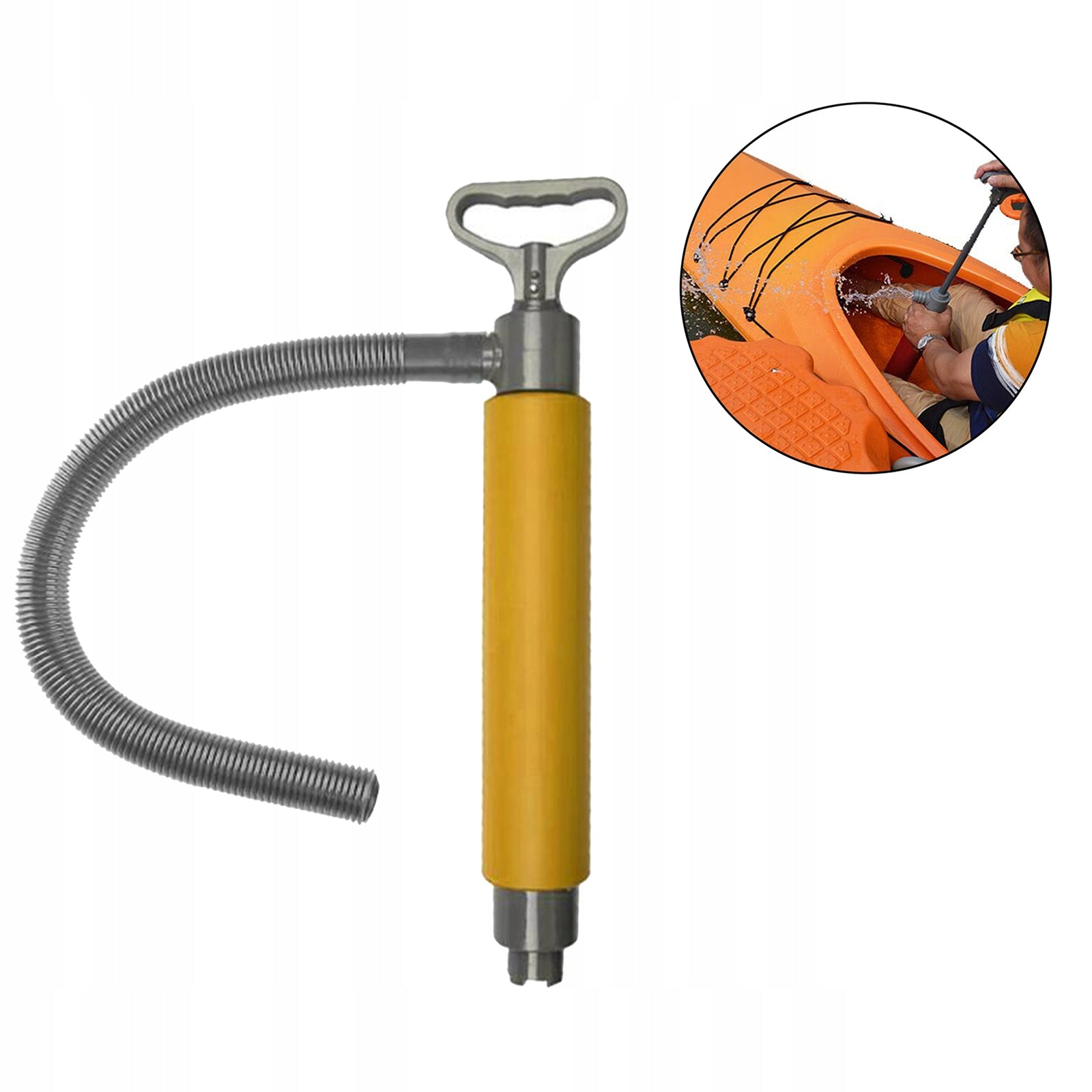 Kayak Pump, Portable Kayak Bilge Floating Hand Pump Emergency Yellow Model Outdoor Water Sport Survival Rescuing Tool
