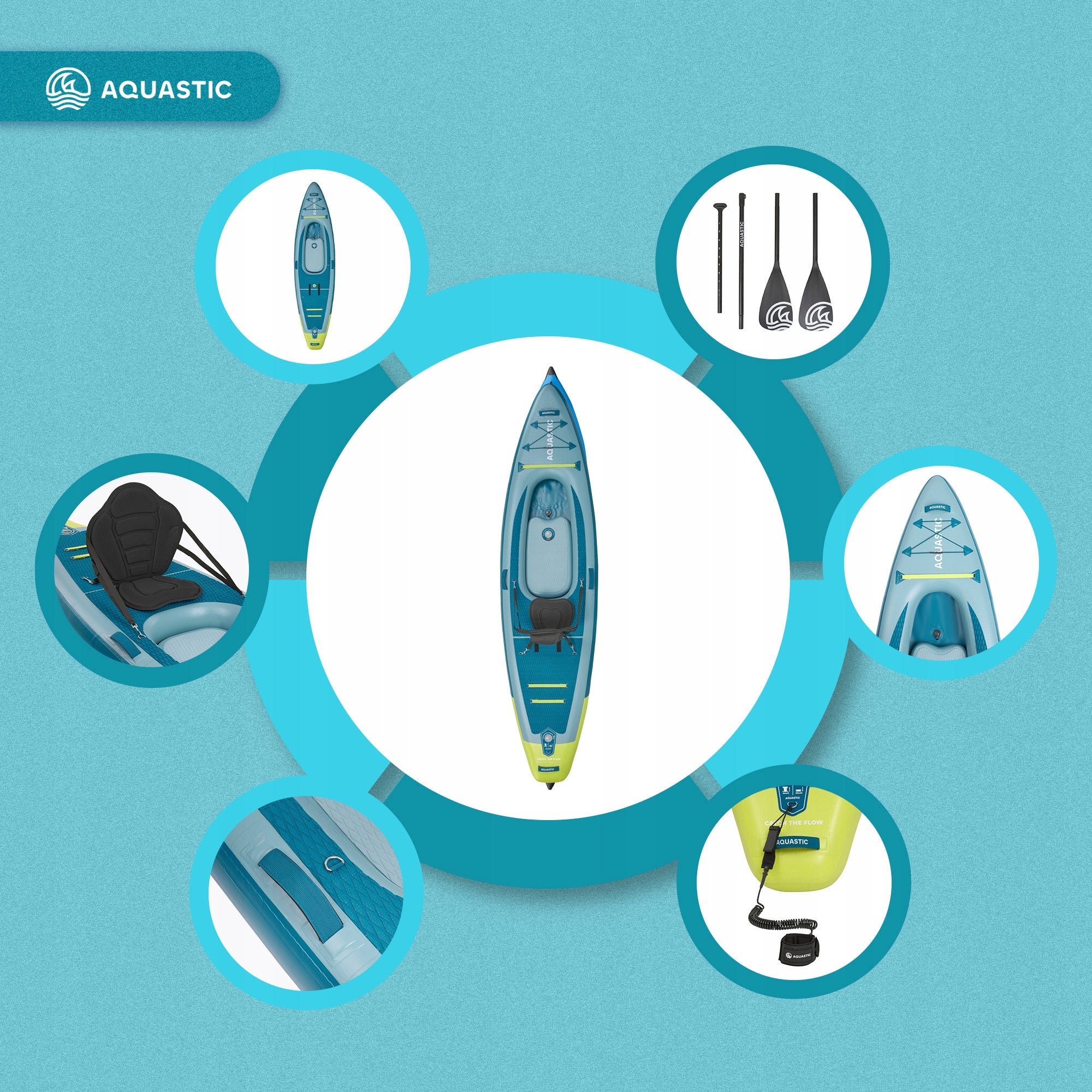 Kayak/SUP hybrid AQUASTIC Raglan 11'2" PNEUMATIC 240 cm / full set Length 240 cm