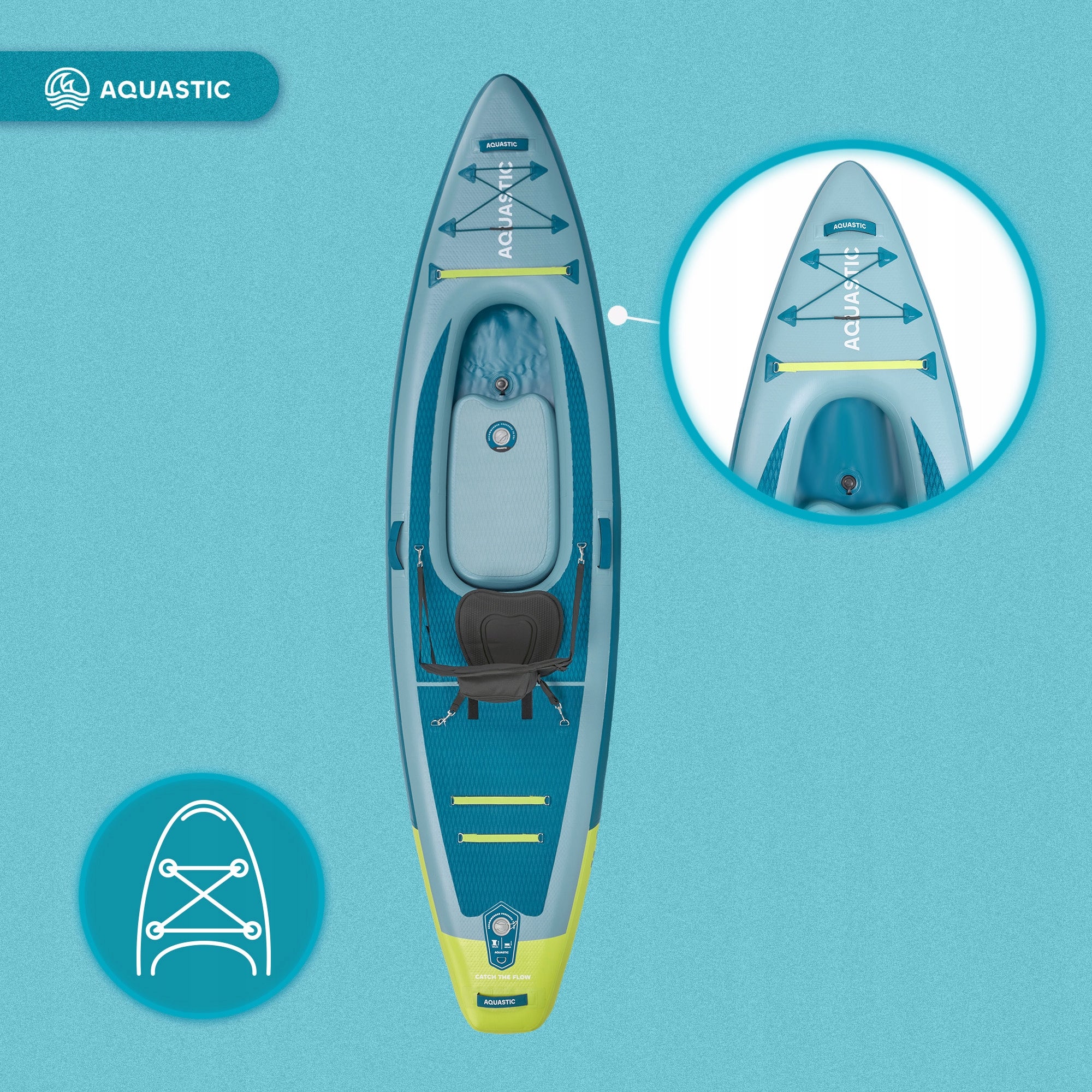 Kayak/SUP hybrid AQUASTIC Raglan 11'2" PNEUMATIC 240 cm / full set Material pneumatic
