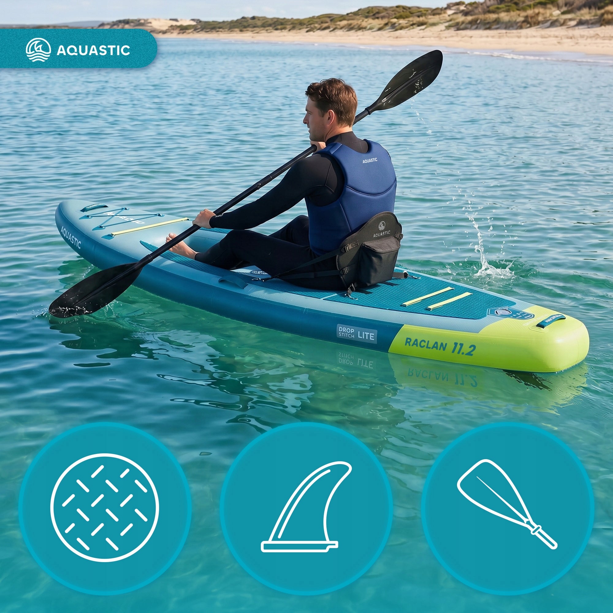 Kayak/SUP hybrid AQUASTIC Raglan 11'2" PNEUMATIC 240 cm / full set Model Raglan 11'2"