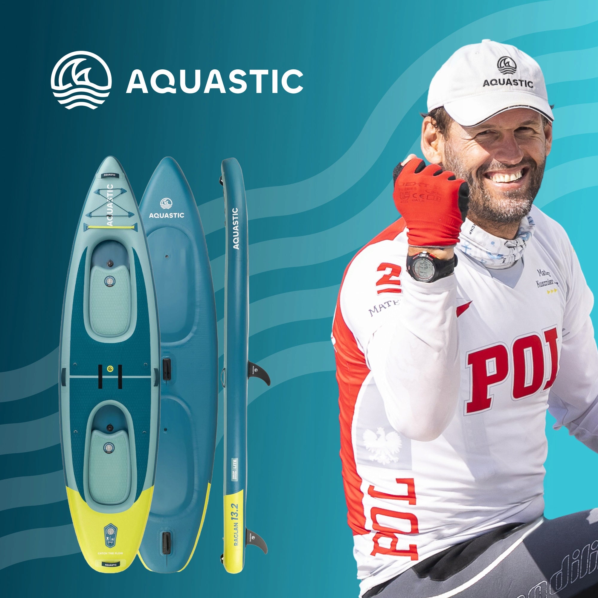 Kayak/SUP hybrid AQUASTIC Raglan 13'2" double 402cm, seat paddle Brand Aquastic