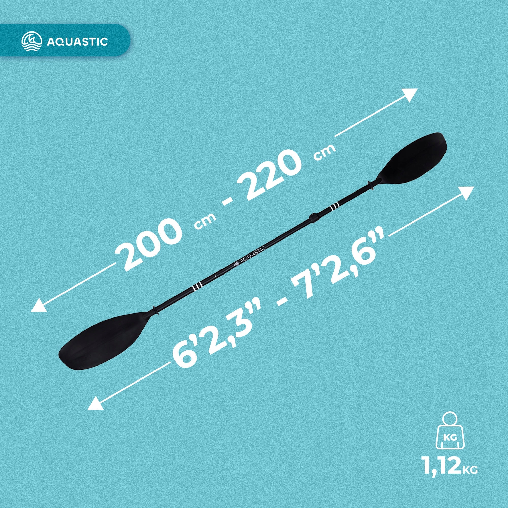 Kayak paddle 3-piece AQUASTIC 200-220 cm black FOLDING ADJUSTABLE Manufacturer code AQS-KPD002