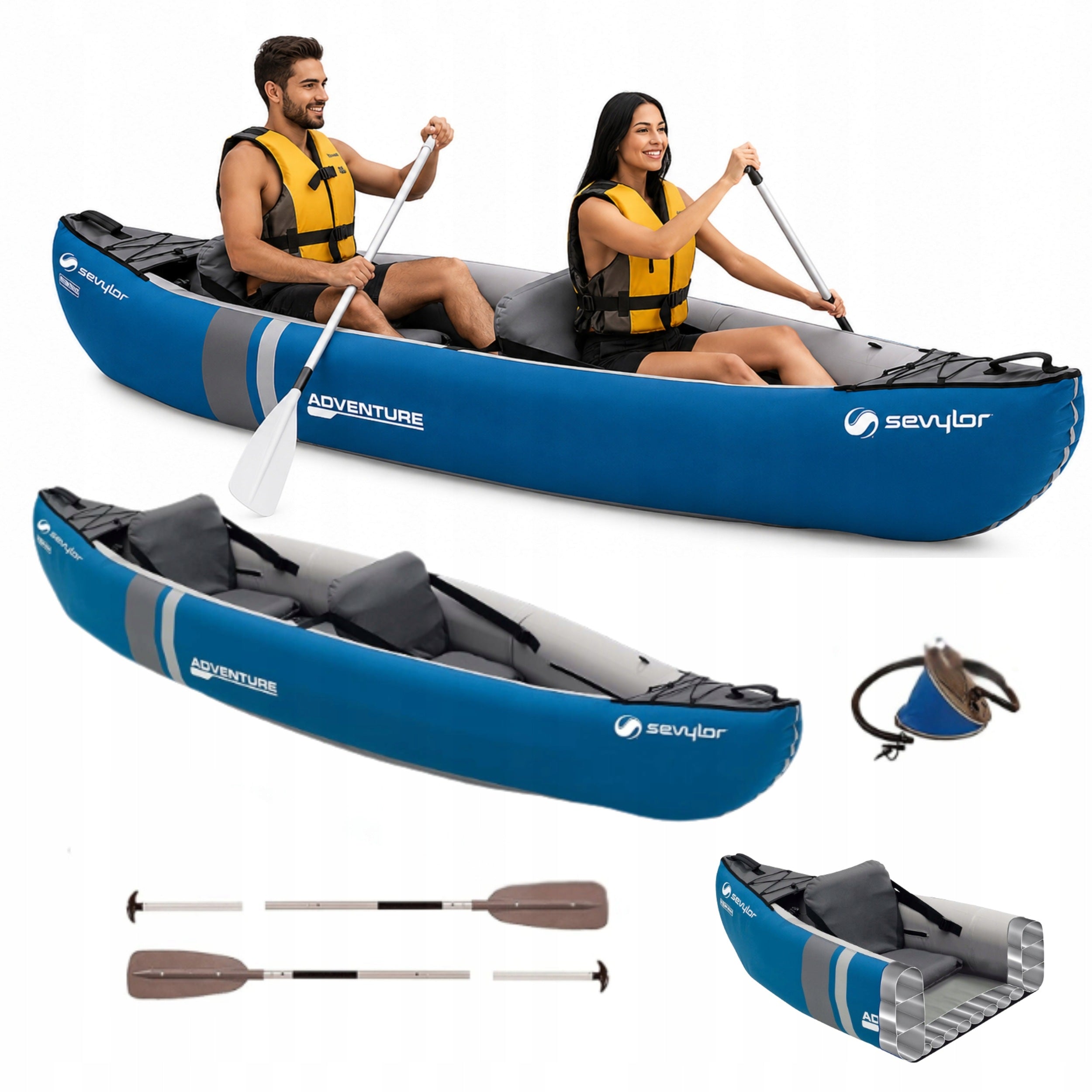 Kayak pontoon pumped Sevylor Adventure Kit 2-person paddle set pump