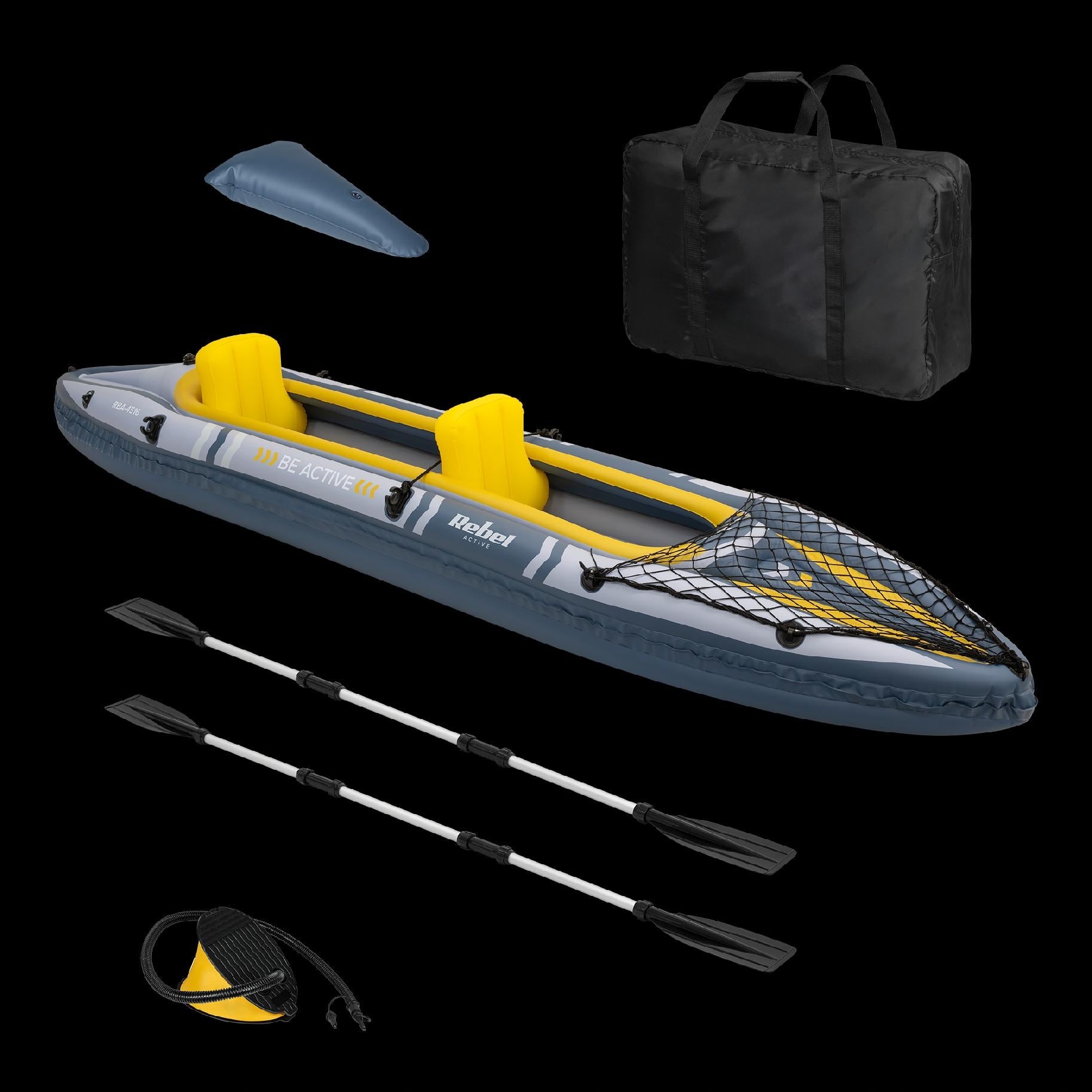 Kayak pumped double inflatable Rebel 350cm paddle pump bag pontoon
