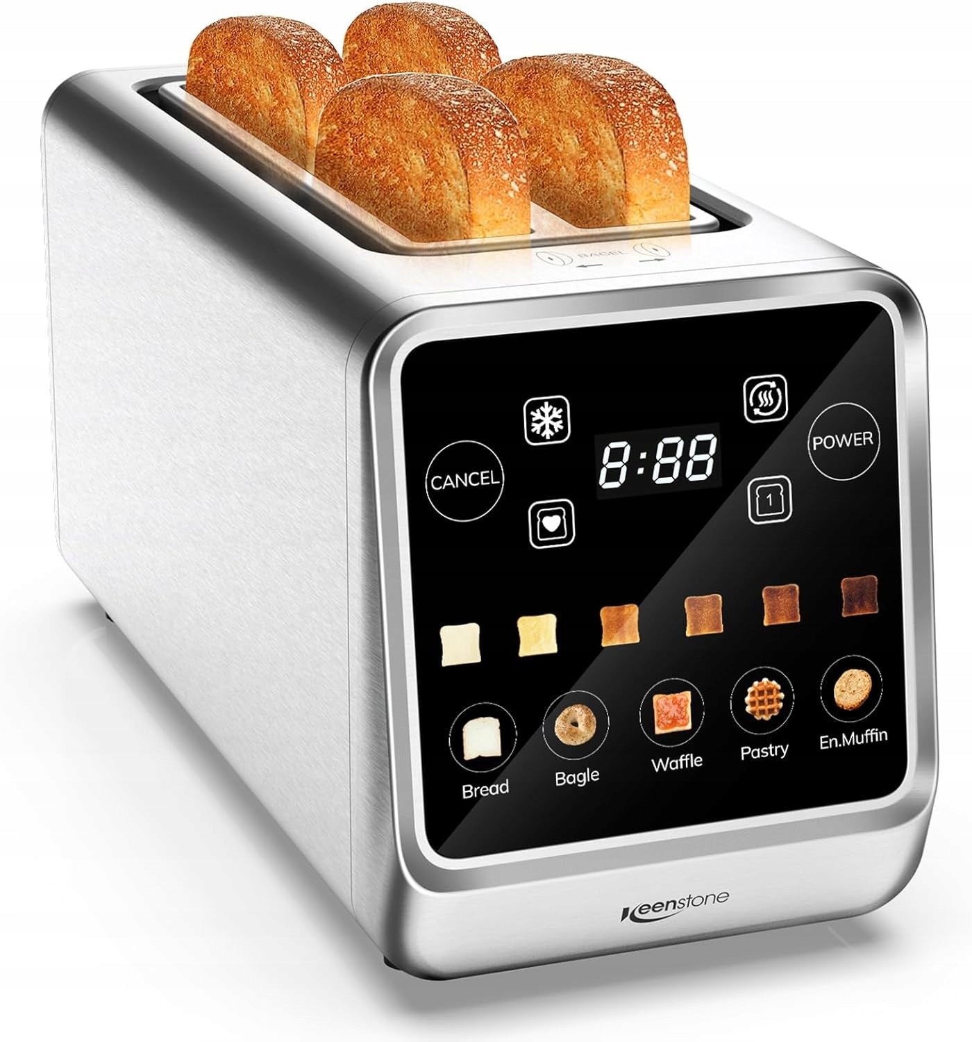 Keenstone Toaster 4 Slots Touch Screen Stainless Steel 1400W 6 Programs