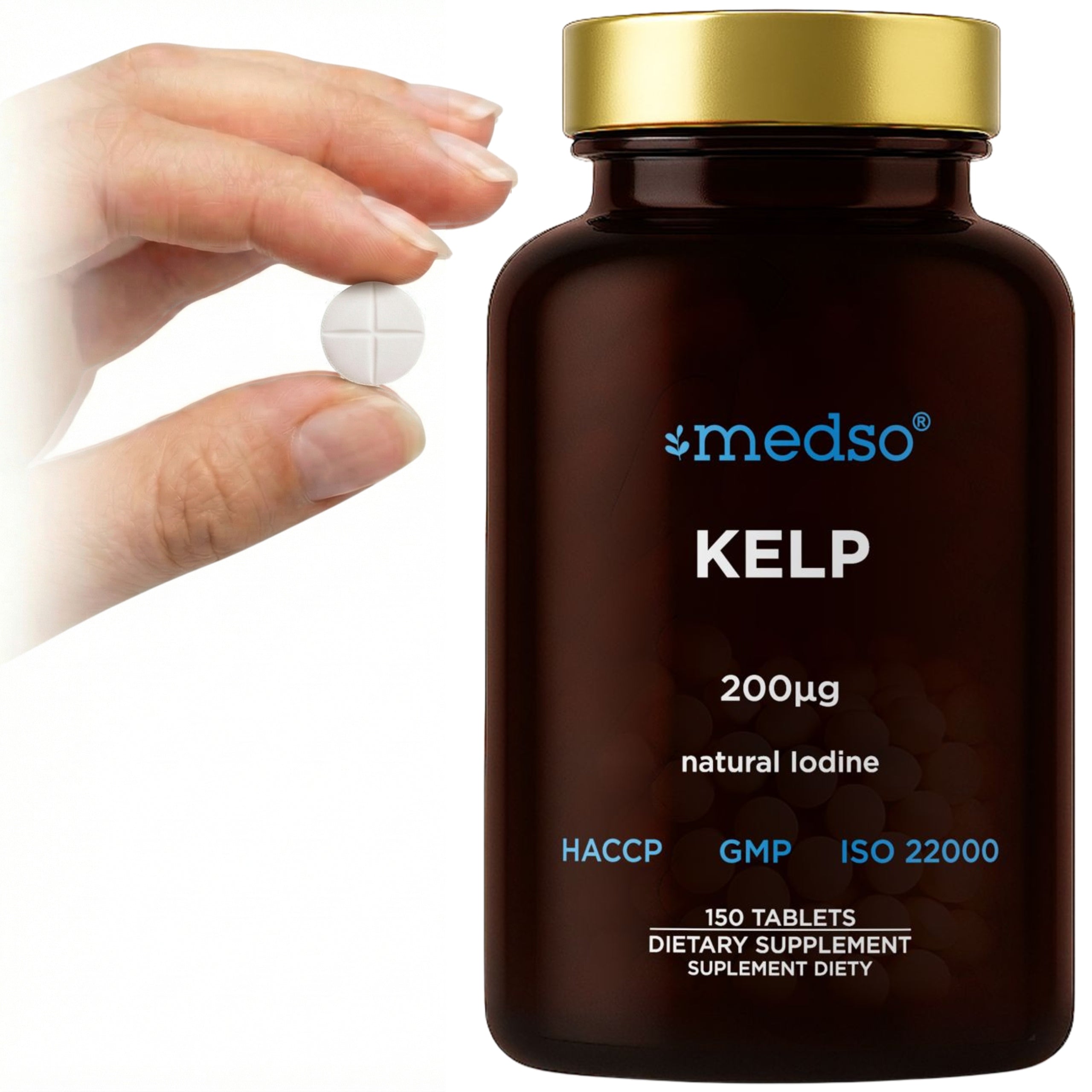 Kelp 20mg Natural Iodine from Thyroid hake 150 Tablets 200µg medso