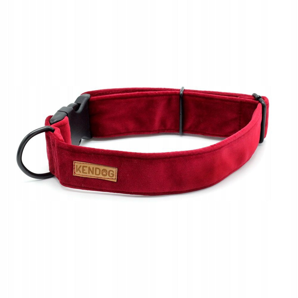 KenDog Dog Collar Velvet Red 4cm M 40-65cm