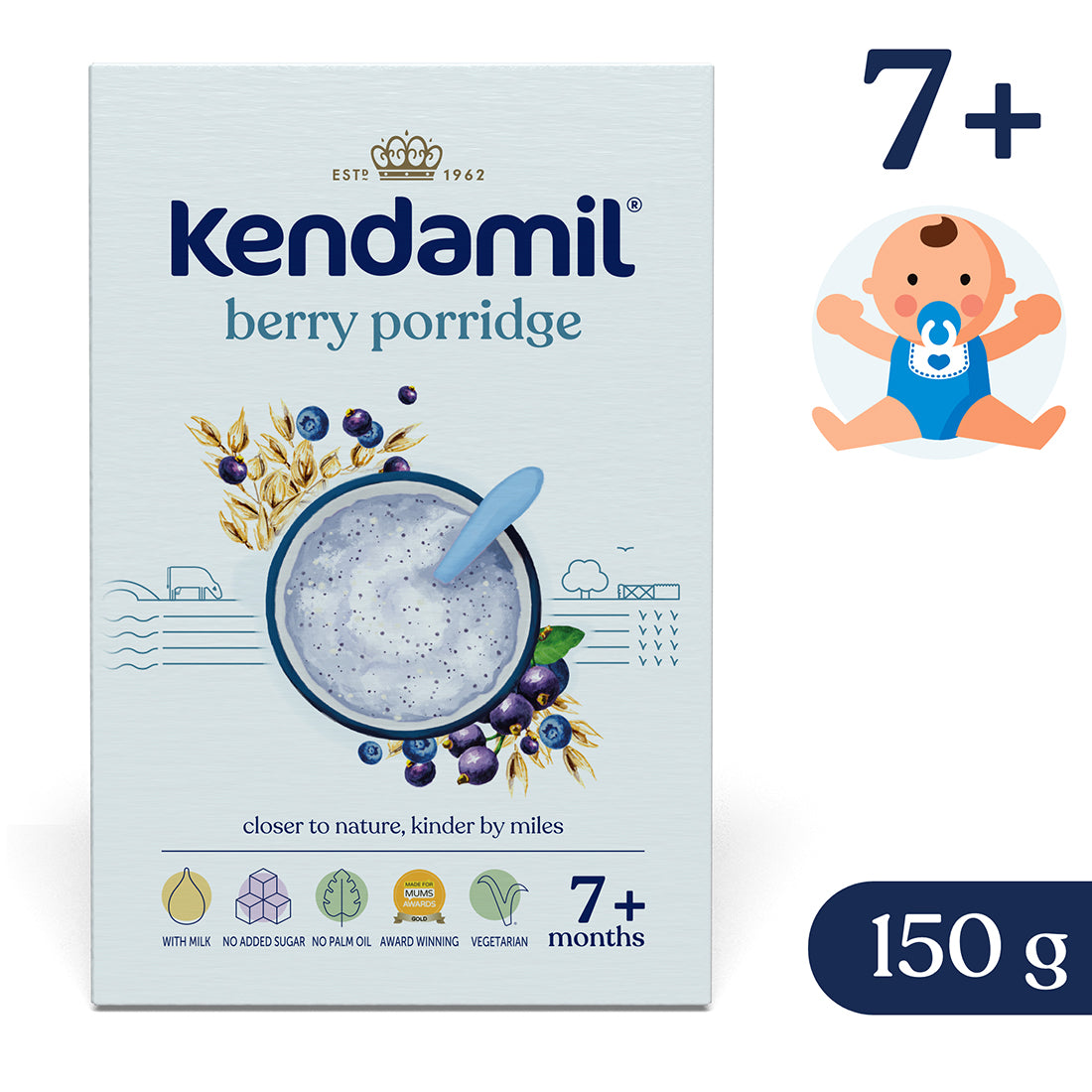 Kendamil Milk porridge with forest fruit, 150 g Packaging status original