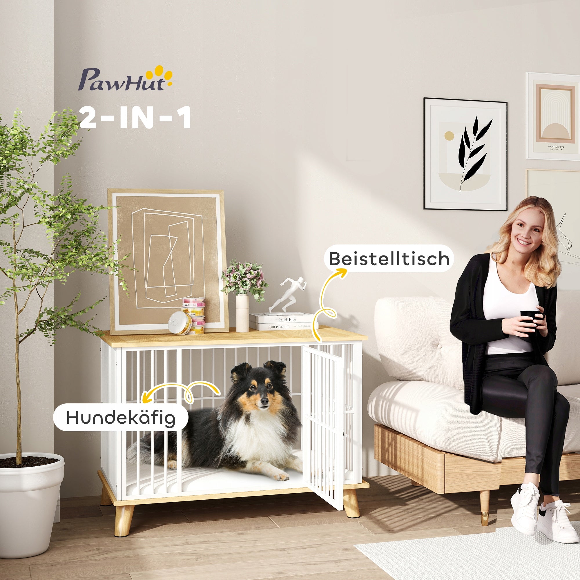 Kennel Cage for Dog Playpen for Home with Pillow Lockable Table up to 15 kg Product height 70 cm