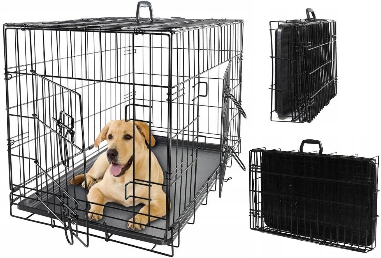 Kennel Dog Cage Folding Transport Metal 64x42x49 M