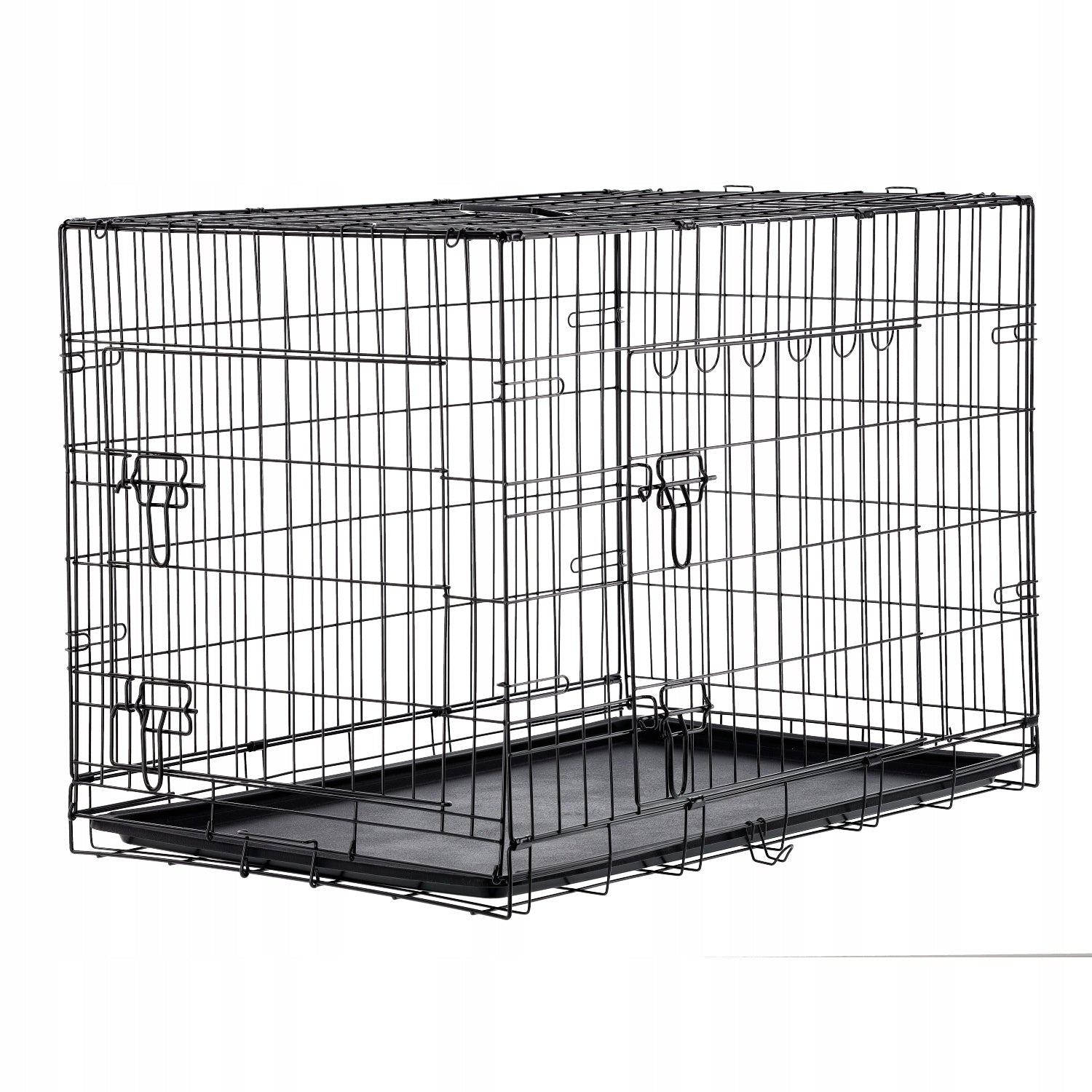 Kennel cage L 76x45x51 cm for Dog – Two-door, Folding, Metal with Length 76 cm