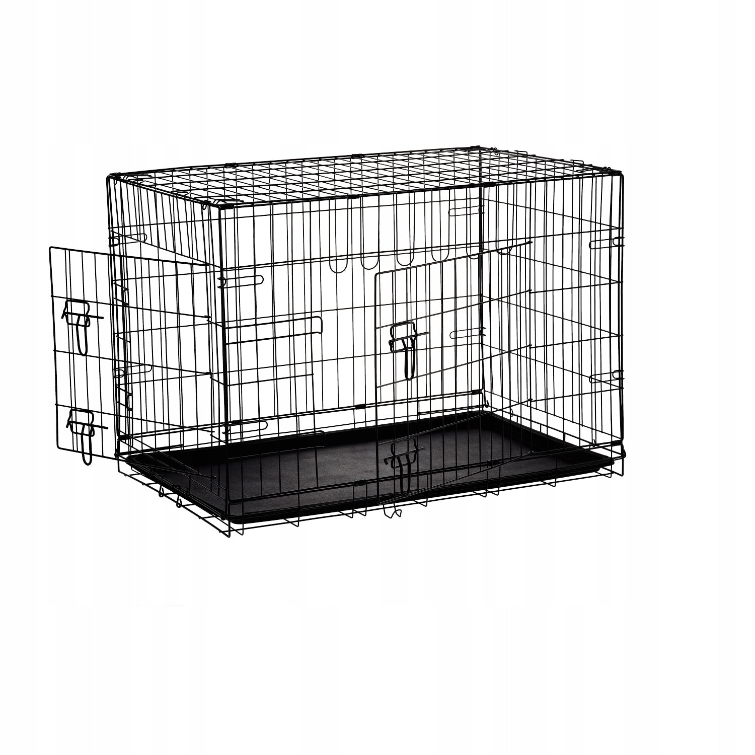 Kennel cage L 76x45x51 cm for Dog – Two-door, Folding, Metal with Product height 51 cm