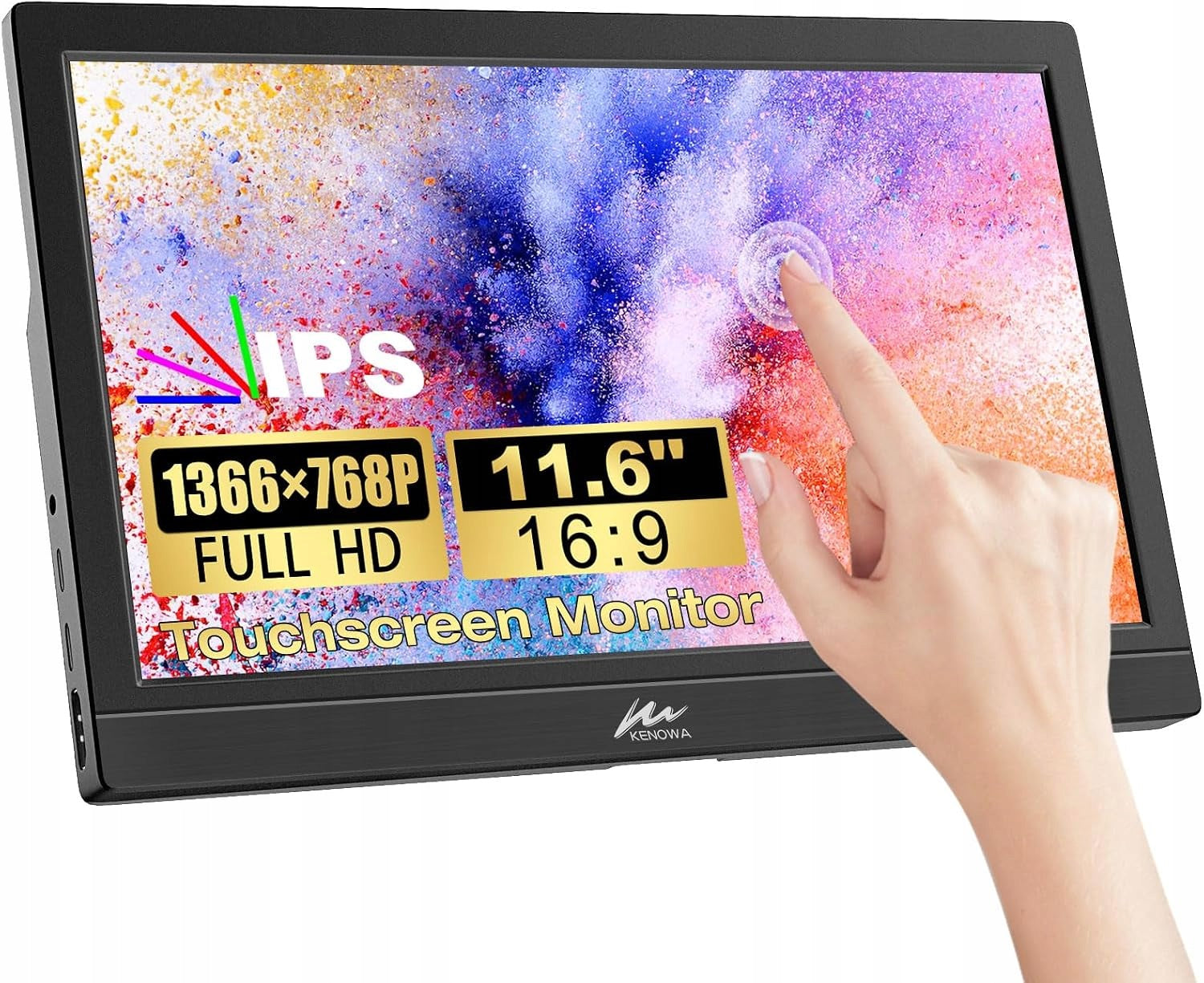 Kenowa 11,6 inch Portable Touch Monitor, USB-C, IPS 1366 x 768 Screen