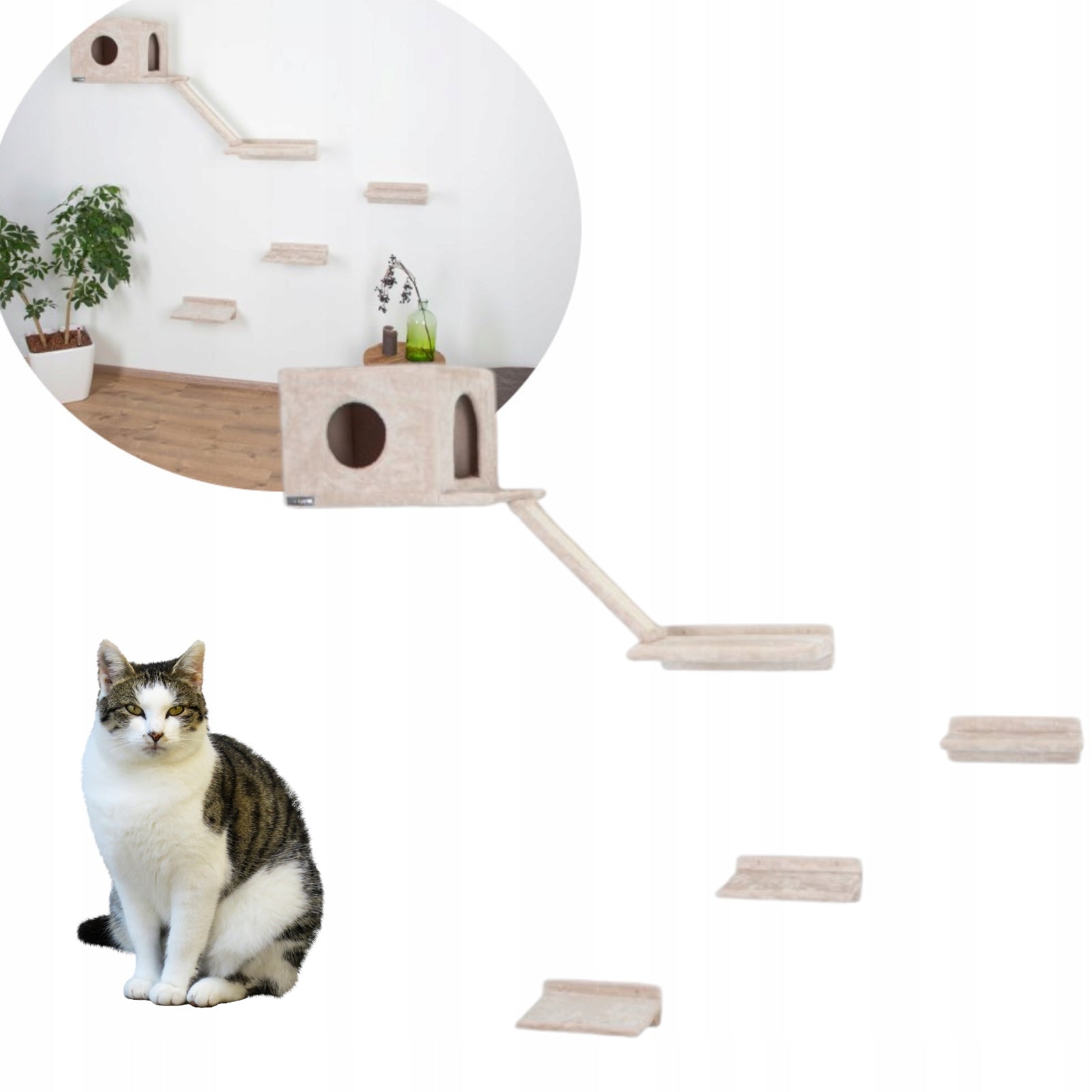 Kerbl Kletterwand für Katzen Mont Blanc, Beige, Holz 