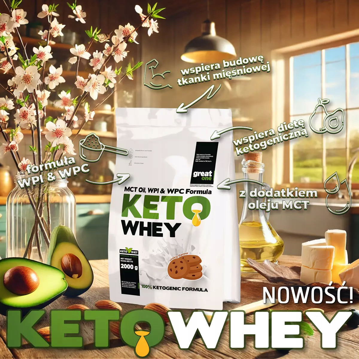 Keto Whey Protein Conditioner 2000g taste WHITE CHOCOLATE - ketogenic diet Expiration date at least 3 months from the date of purchase