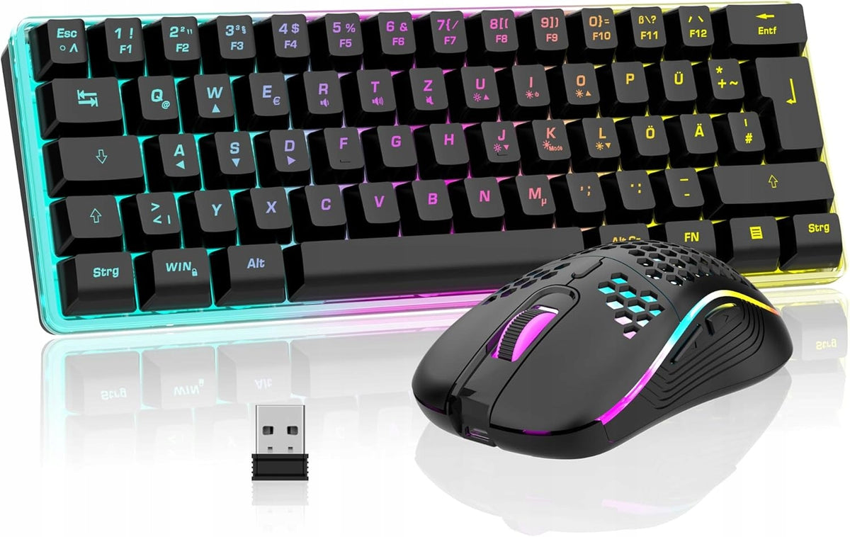 Keyboard GERMAN gaming RedThunder K62 60% wireless + mouse