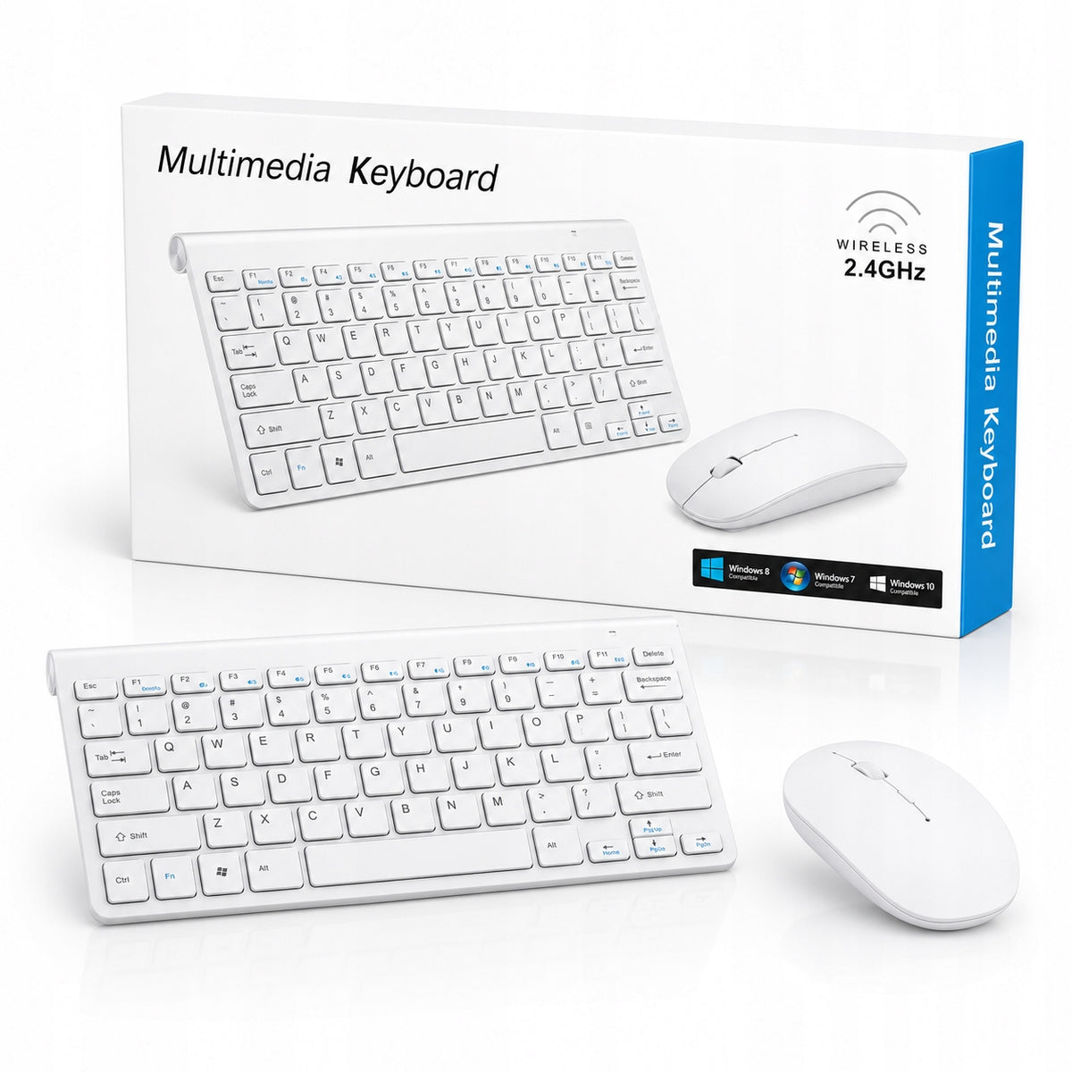 Keyboard + Mouse Wireless Computer Mouse White USB 2in1