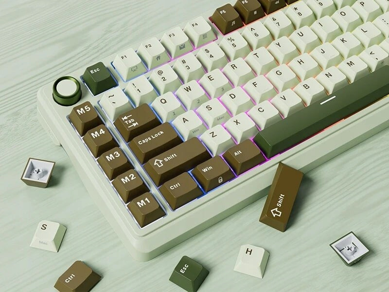 Keyboard ROYAL KLUDGE L75 Palm Green Beige Switch Keyboard layout PL (qwerty)
