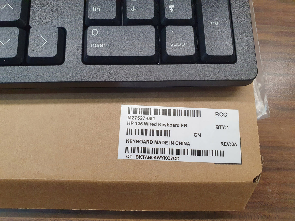 Keyboard USB HP 125 Wired French, NEW + Stickers Manufacturer HP