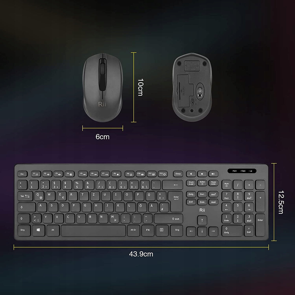 Keyboard and mouse set Rii black QWERTY SPANISH Manufacturer Rii