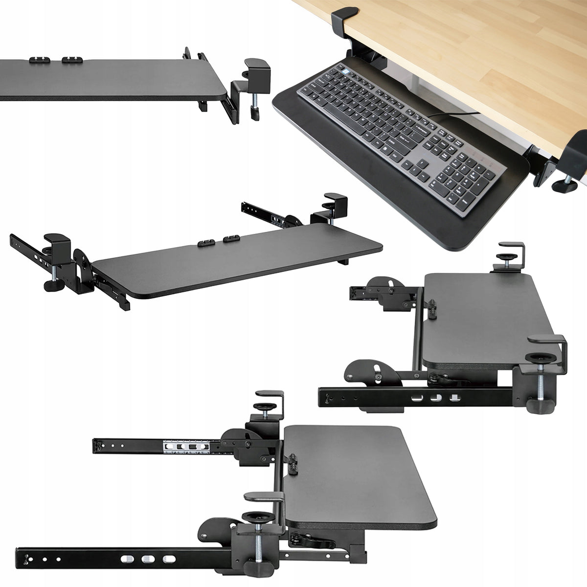 Keyboard stand adjustable extendable under the table top up to 5 kg 50 x 24 cm