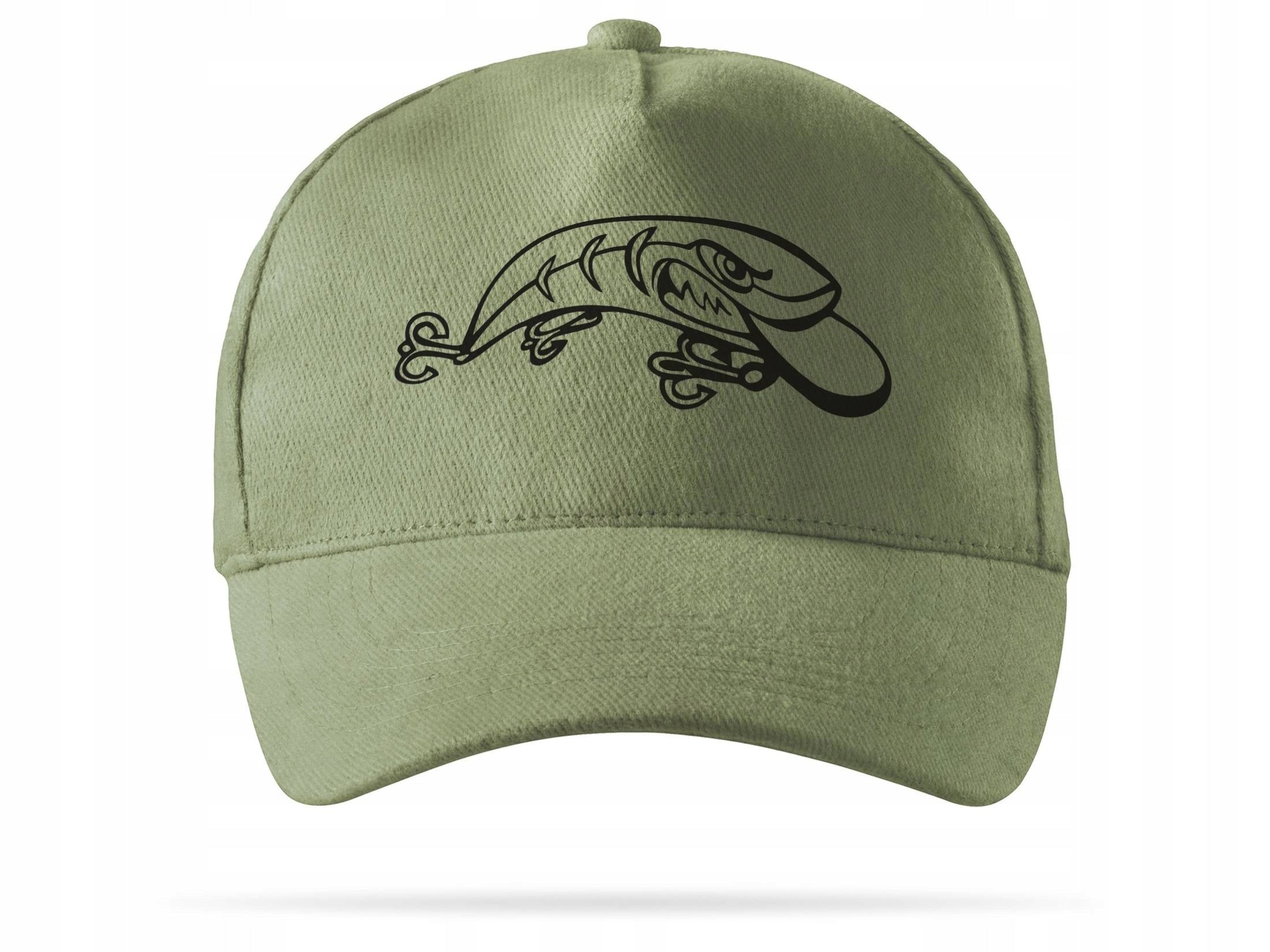 Khaki Baseball Cap for Fisherman with Print Color green