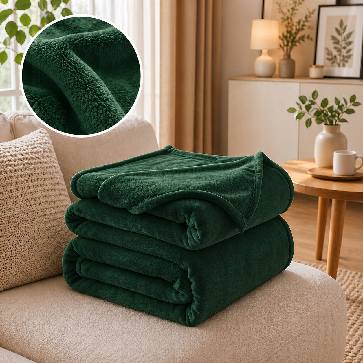 Khaki Microfiber Blanket Soft Plush Warm Cozy 150x200 Packaging status original