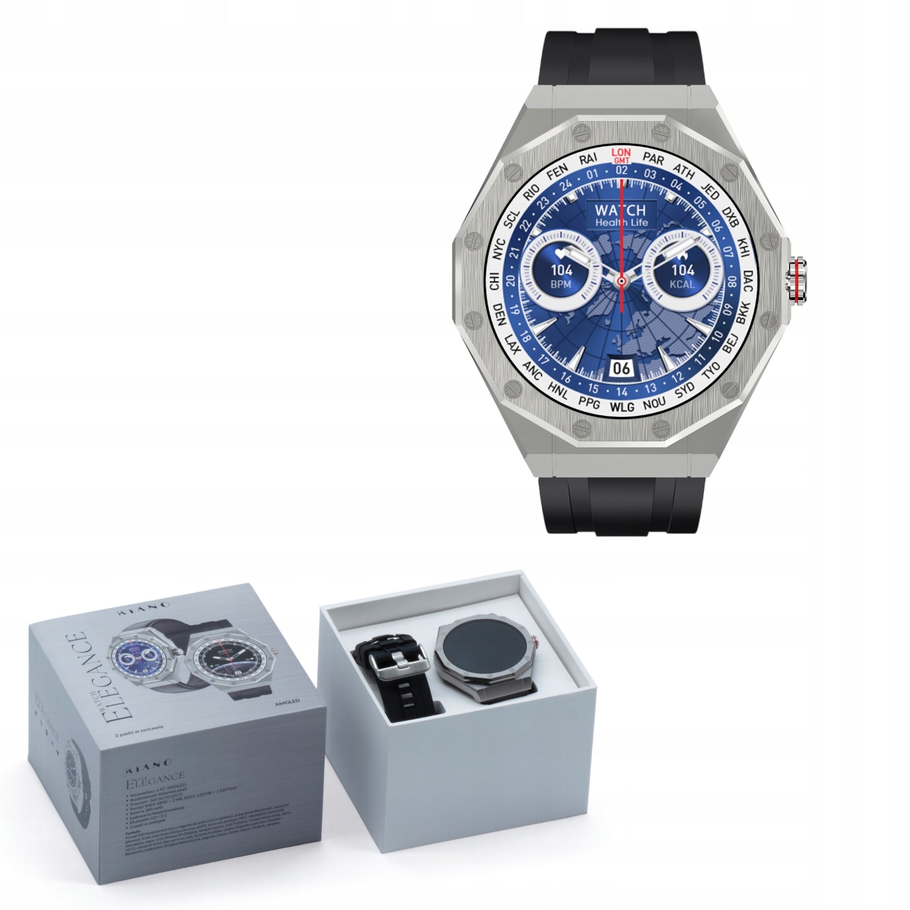 Kiano KW-ES - stylish smartwatch for men talk steps IP68 PL language