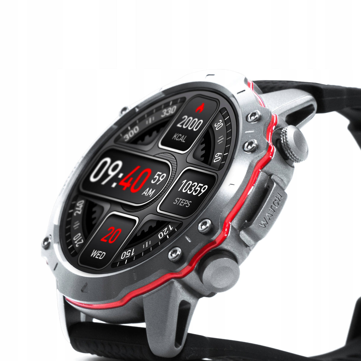 Kiano KW-SS Silver - Stylish Men's Smartwatch with 2 Straps