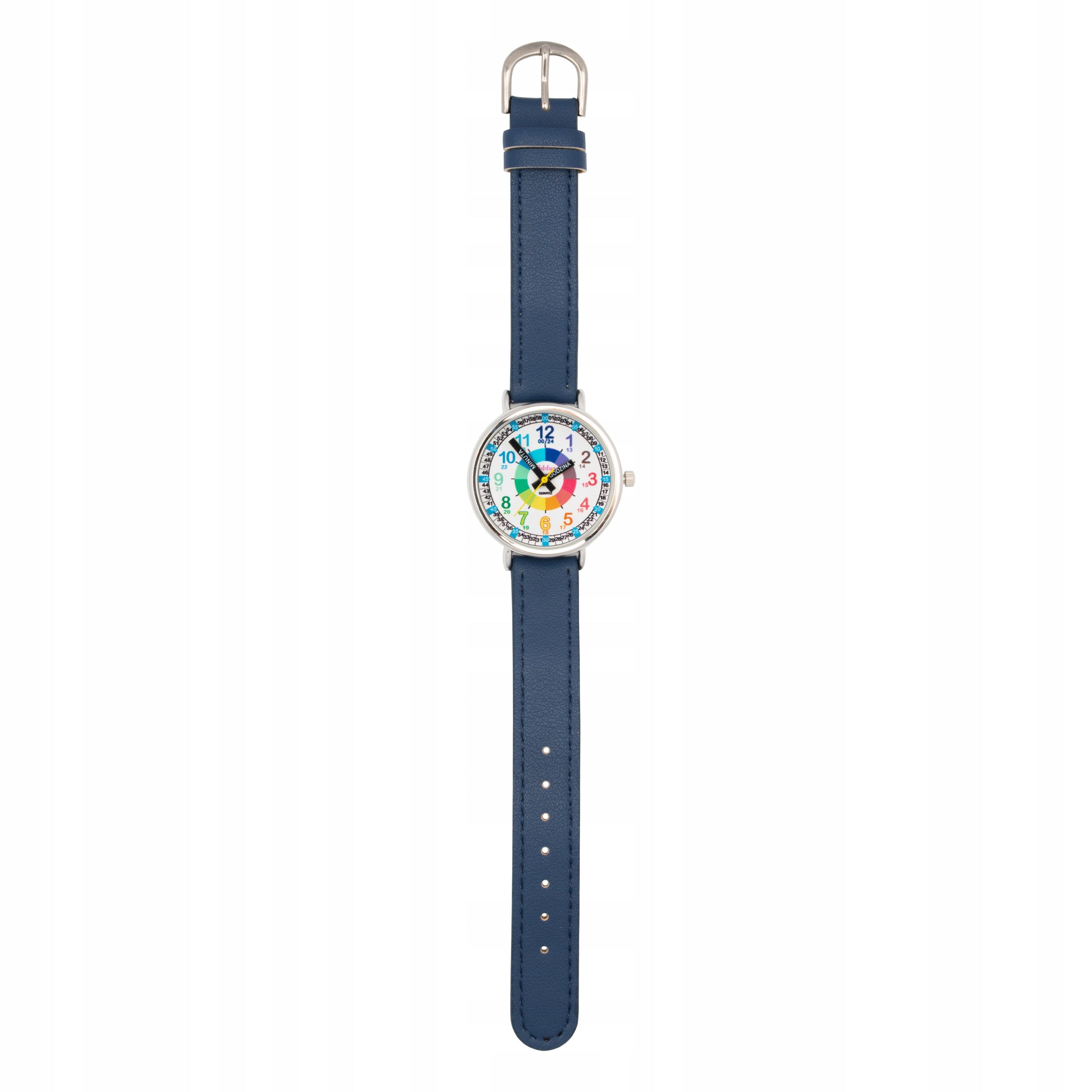 Kiddus Children's Watch Time Teacher Polish Blue PU Leather Brand Kiddus
