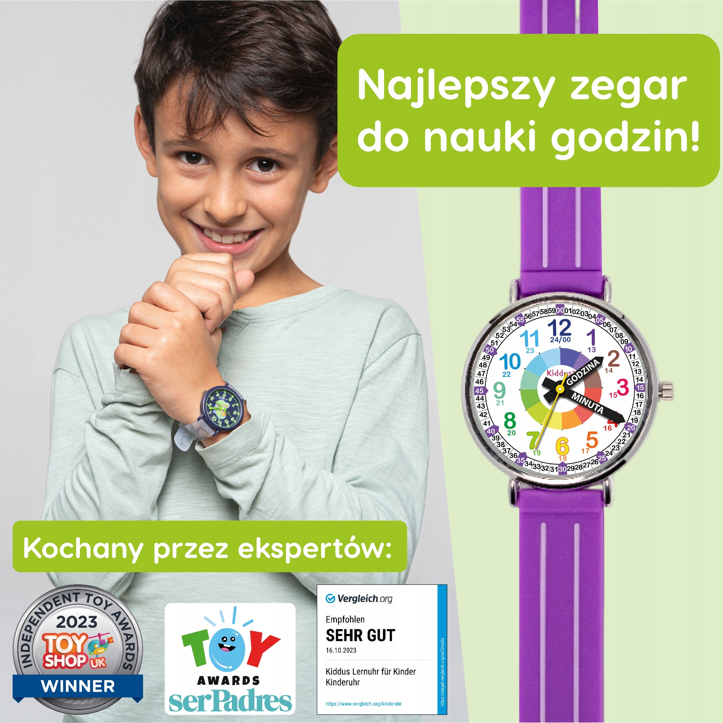Kiddus Children's Watch Time Teacher Polish Purple Manufacturer code WA385