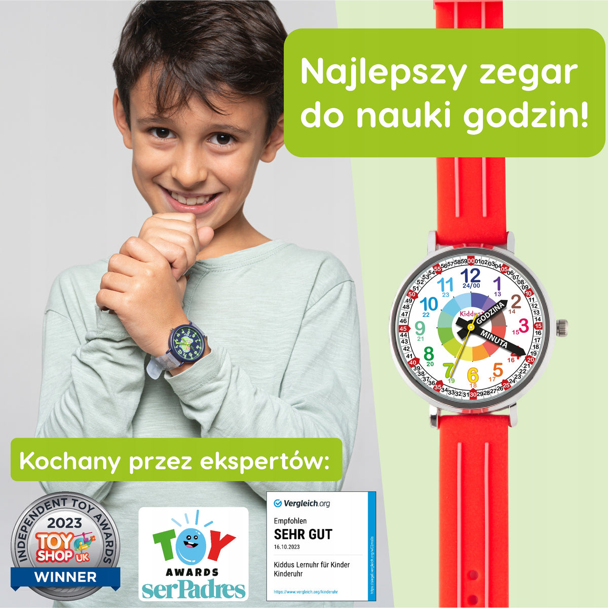 Kiddus Children's Watch Time Teacher Polish Red Manufacturer code WA386