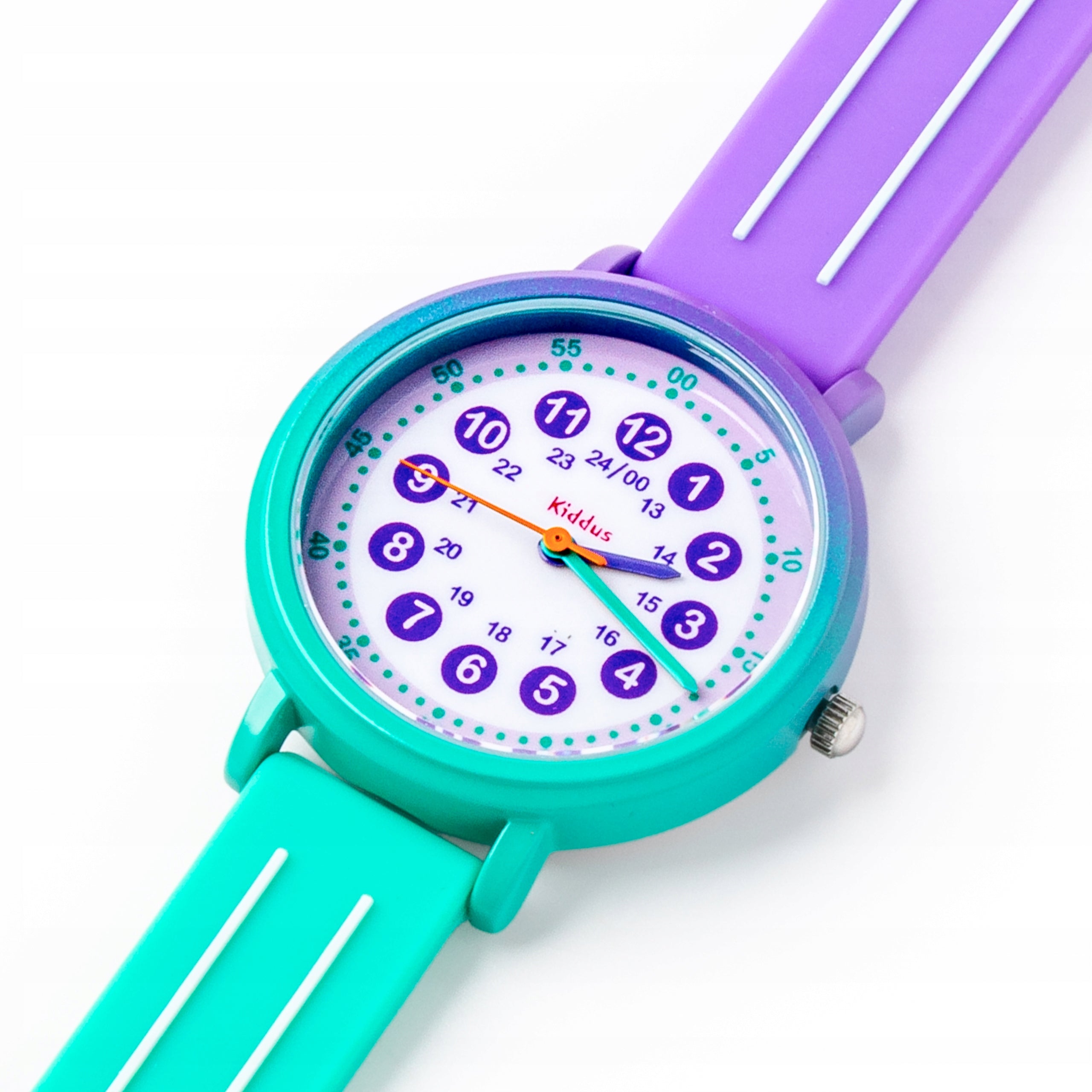 Kiddus children's watch Time Teacher Gradient Purple Green Brand Kiddus