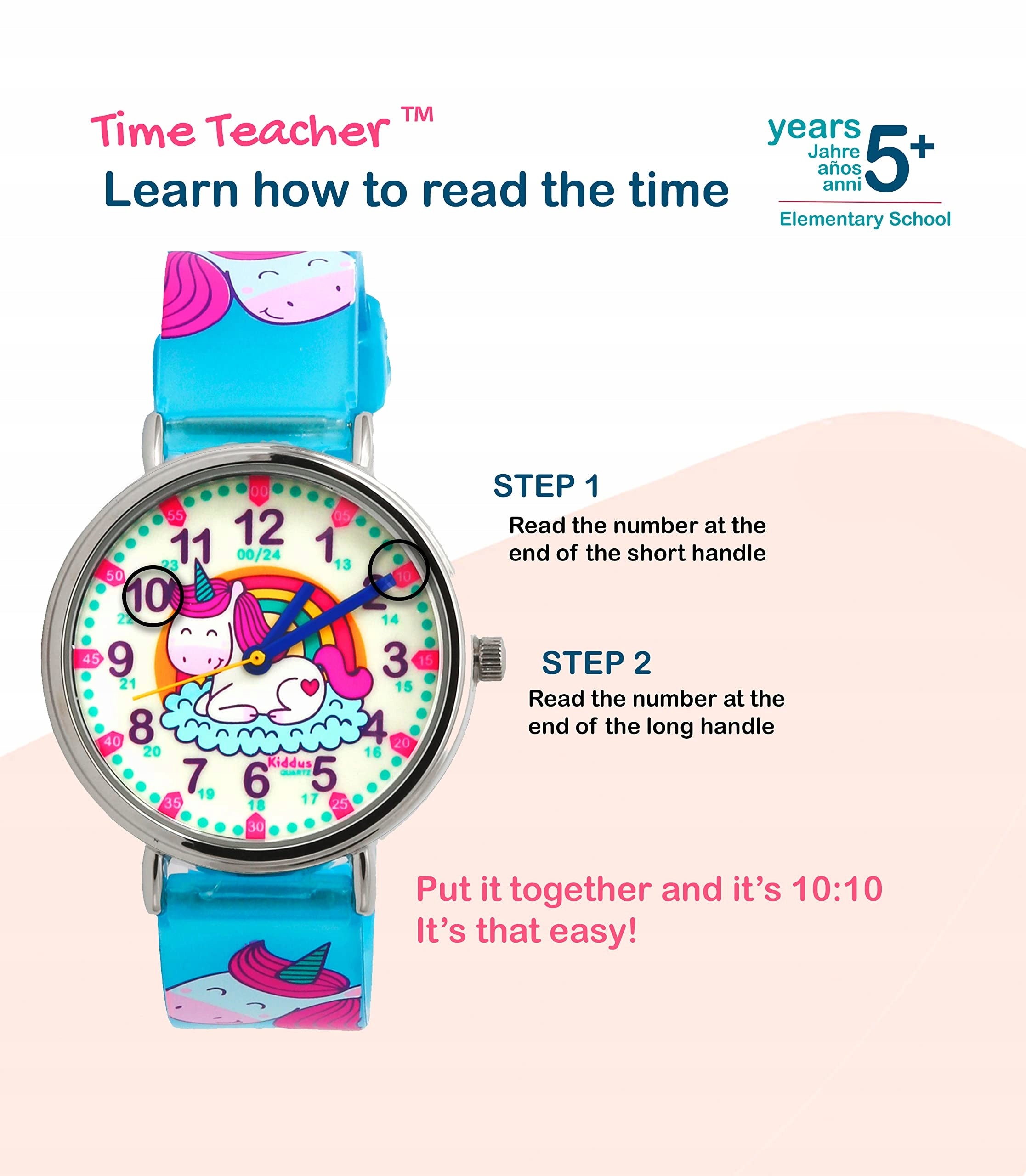 Kiddus children's watch Time Teacher Happy Unicorn Fluor Manufacturer code WA330