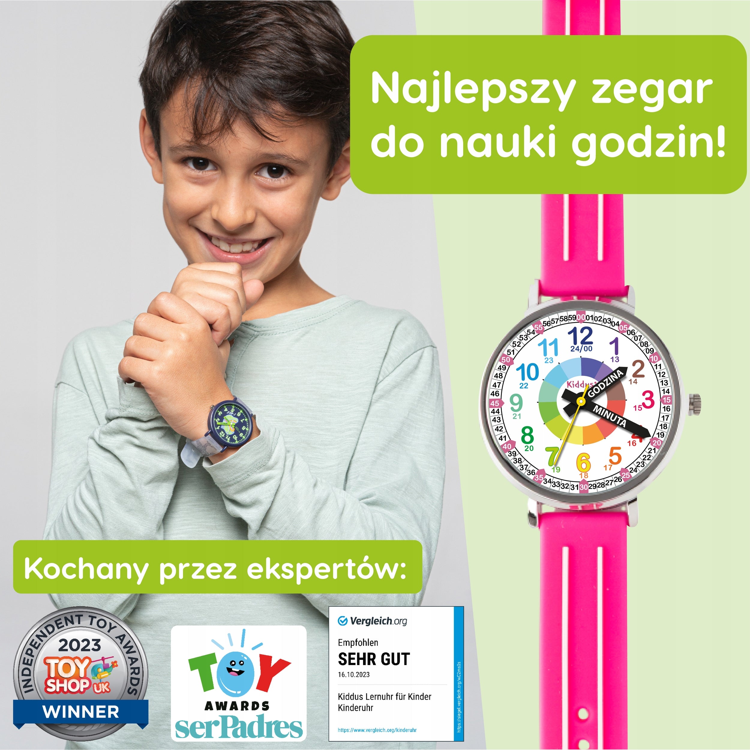 Kiddus children's watch Time Teacher Polish Pink Manufacturer code WA358