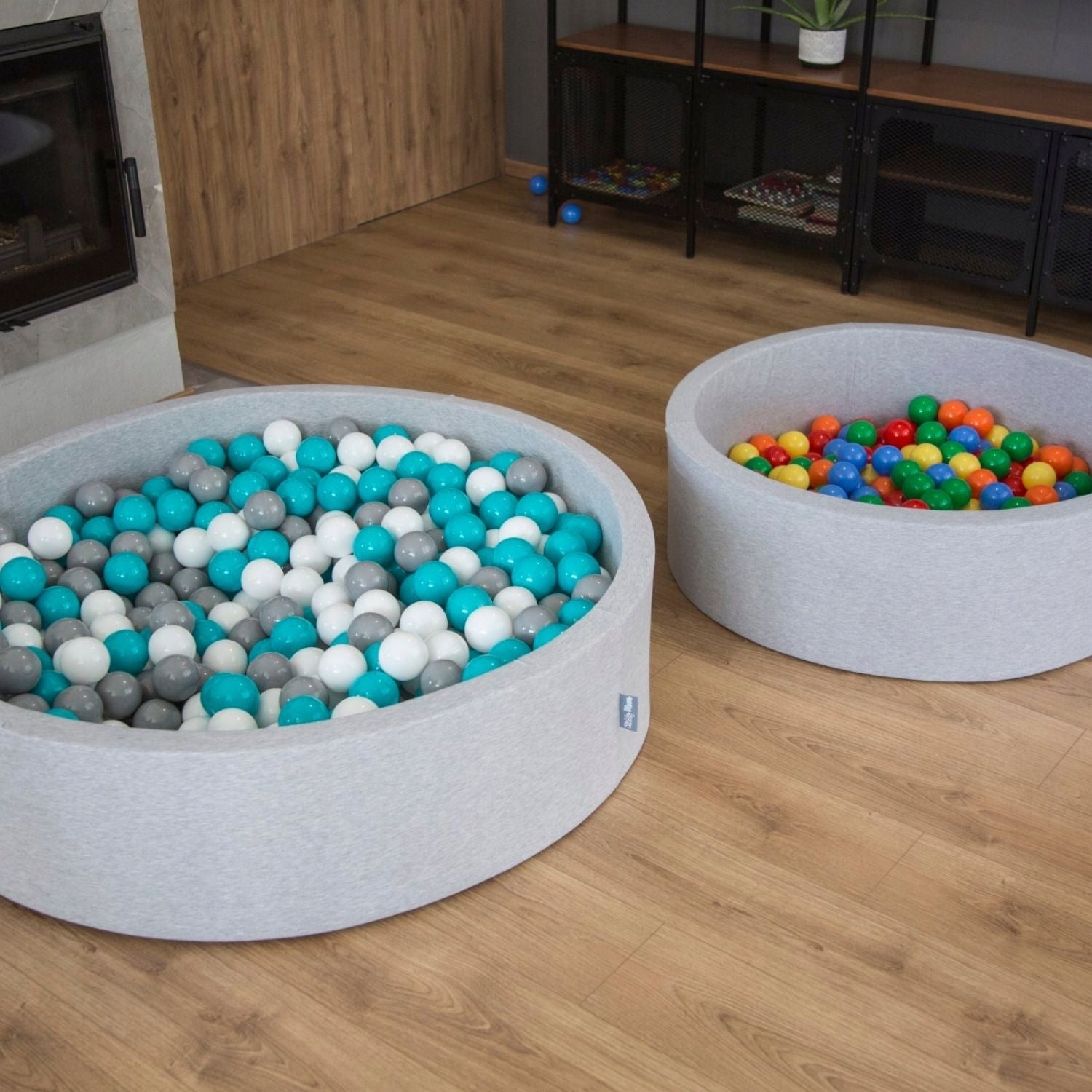 KiddyMoon DRY POOL 120x30 FOR CHILDREN ROUND LARGE 200 BALLS LIGHT GREY Product width 120 cm