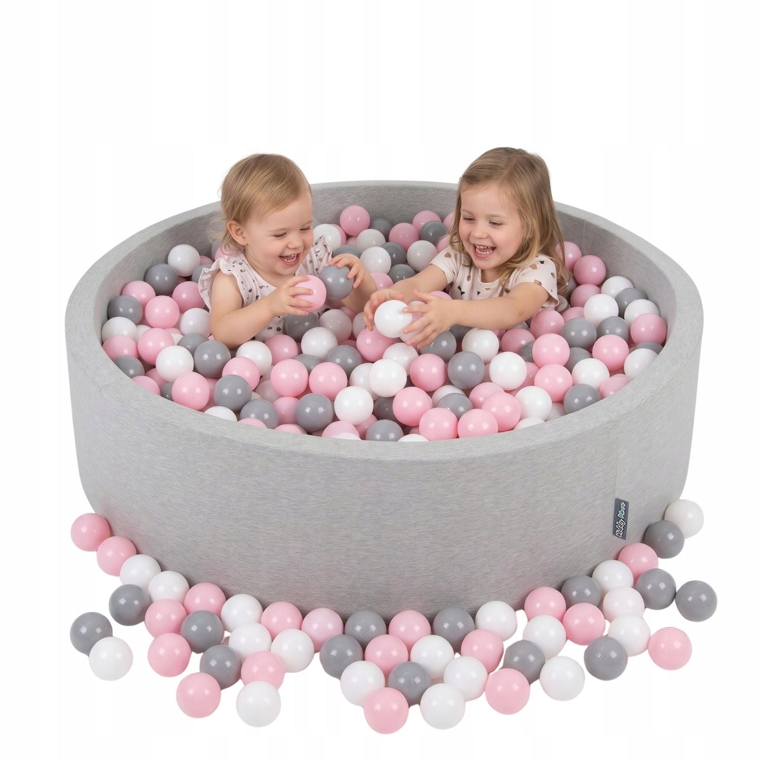 KiddyMoon DRY POOL 120x30 FOR CHILDREN ROUND LARGE 300 BALLS LIGHT GREY