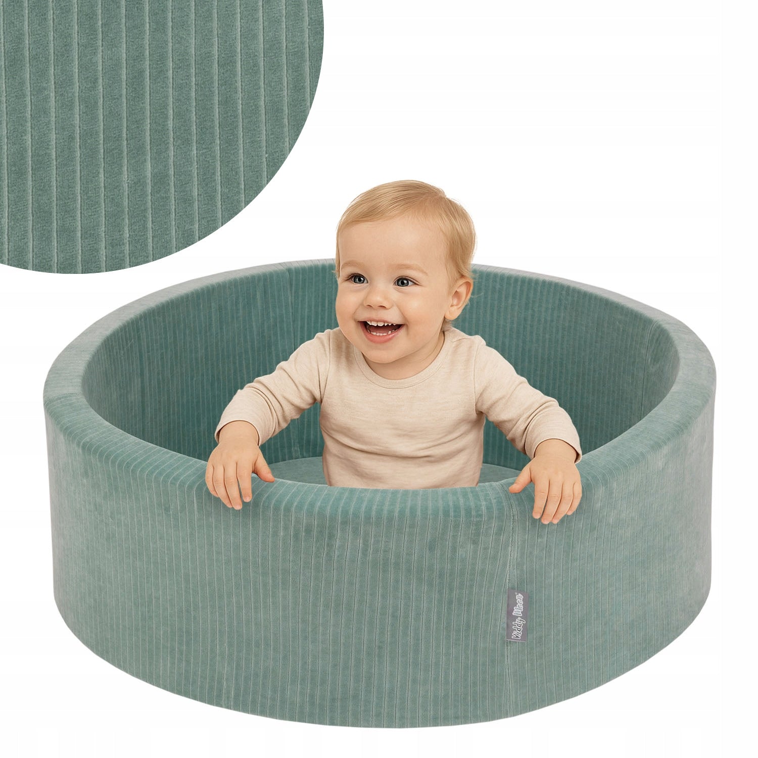 KiddyMoon Dry Round Pool 90x30 Corduroy Kids Green