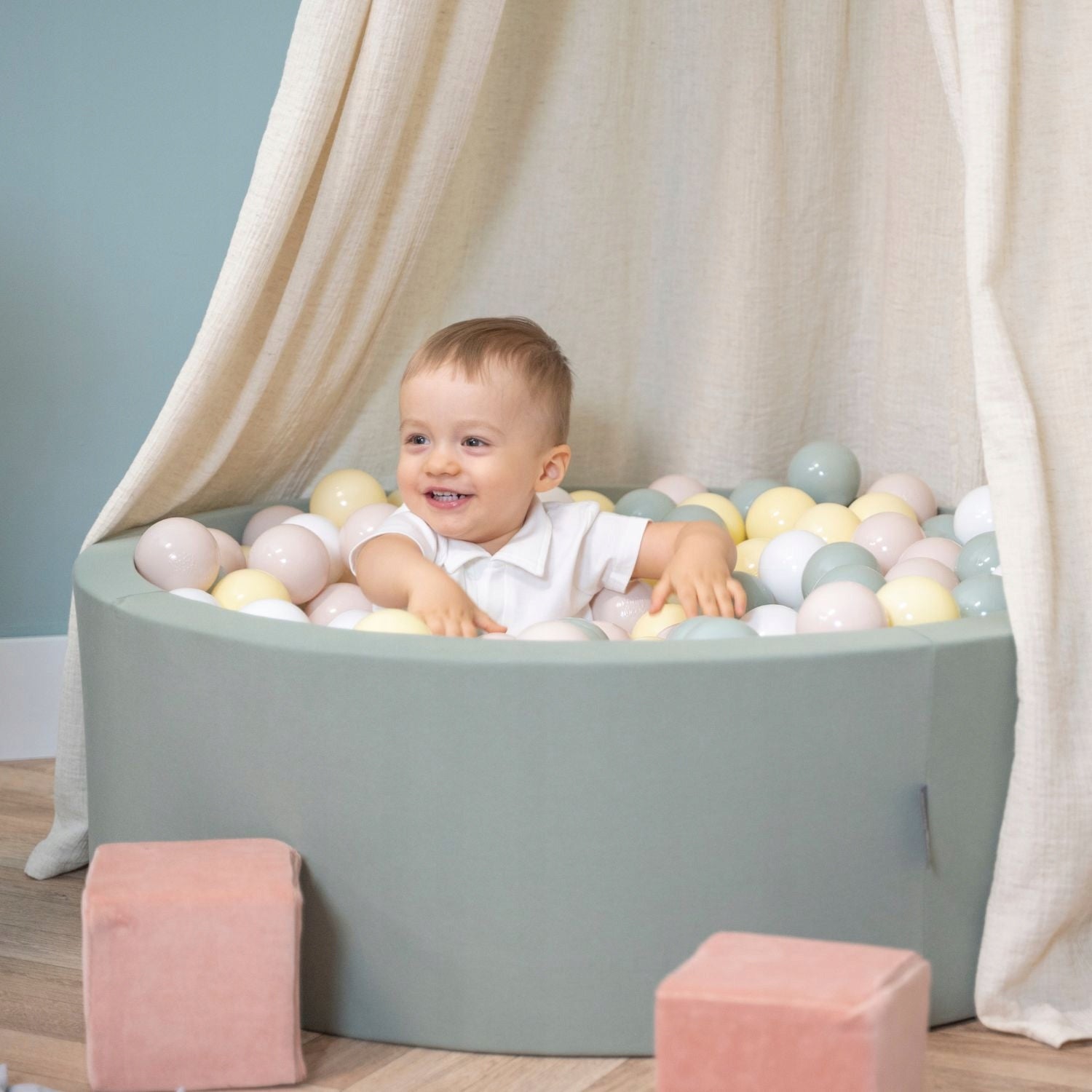 KiddyMoon Dry Sage Pool Round 200 Balls FOR KIDS Kid's age 12＋ months
