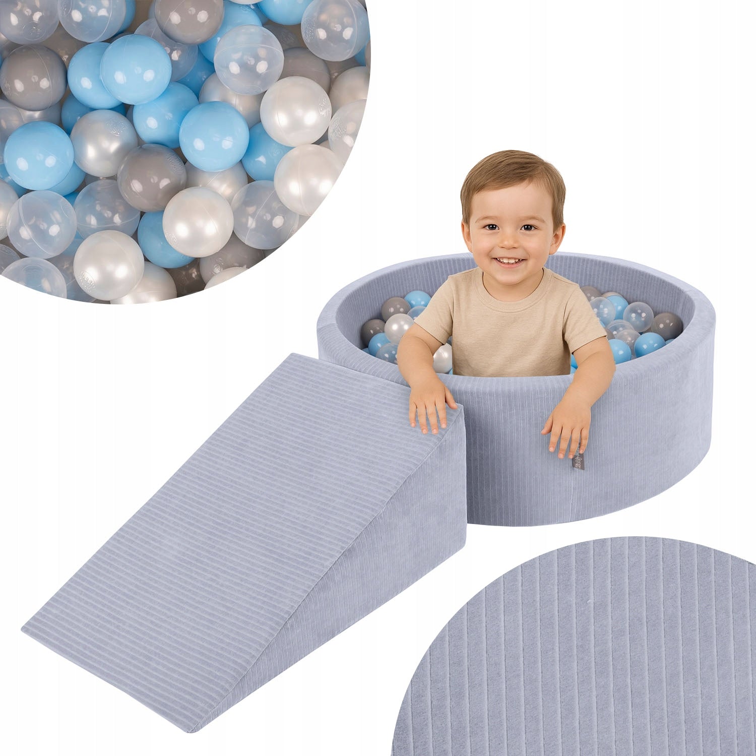 KiddyMoon Foam Square Toys Corduroy 200 balls PPZP-OK30VS-112