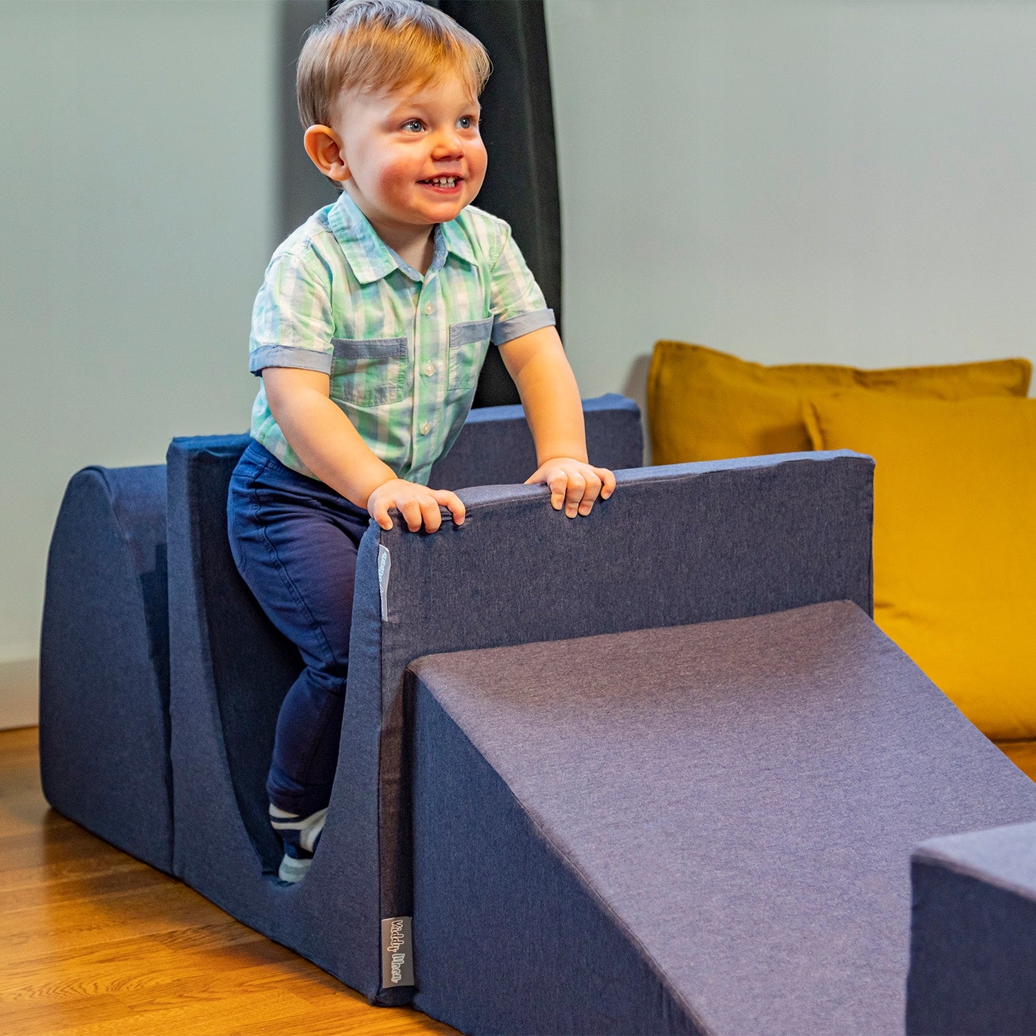 KiddyMoon Foam square toys navy blue FOR CHILDREN with balls 100 pieces of ball Kid's age 12＋ months